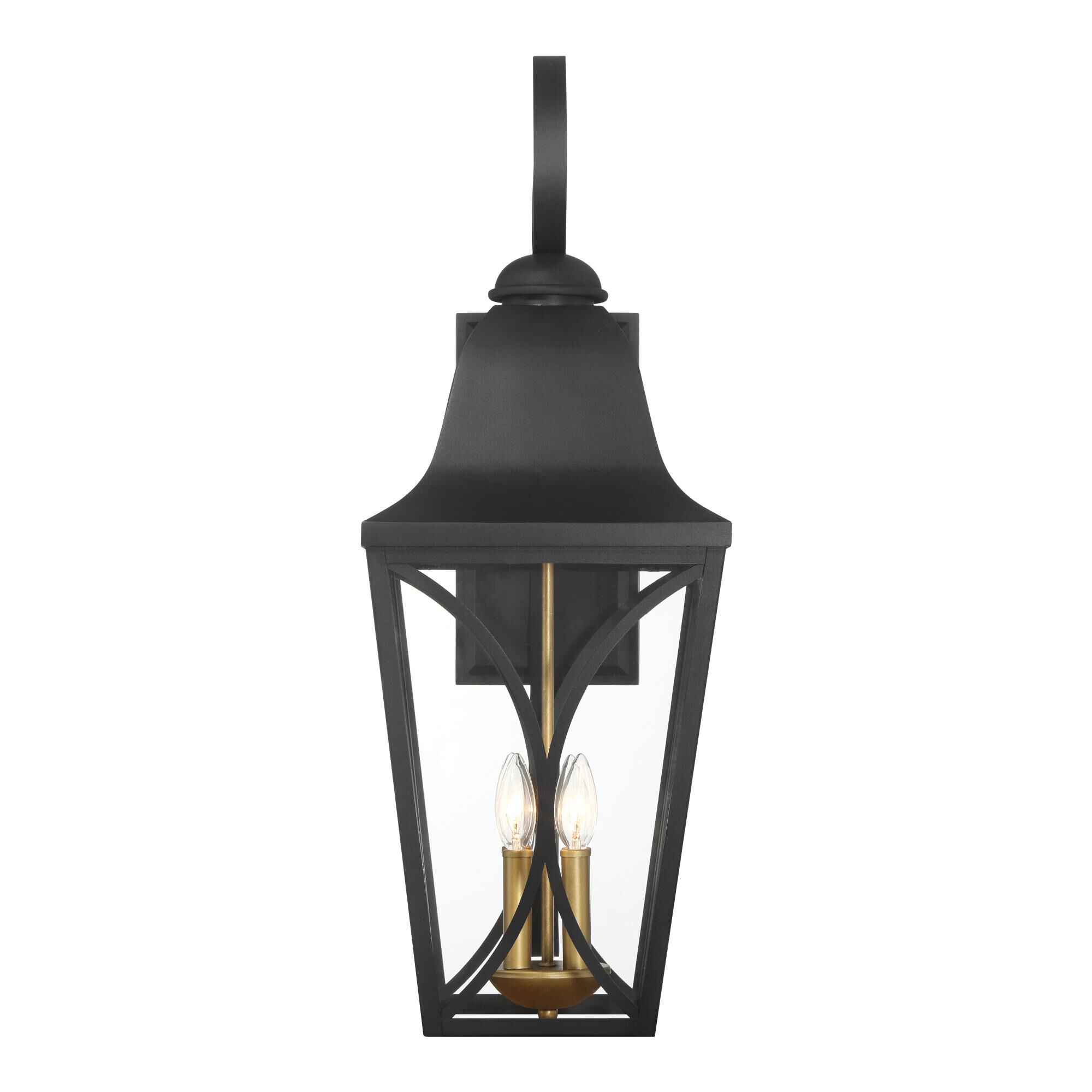 Shown in Sand Coal Black and Olden Brass finish and Clear glass