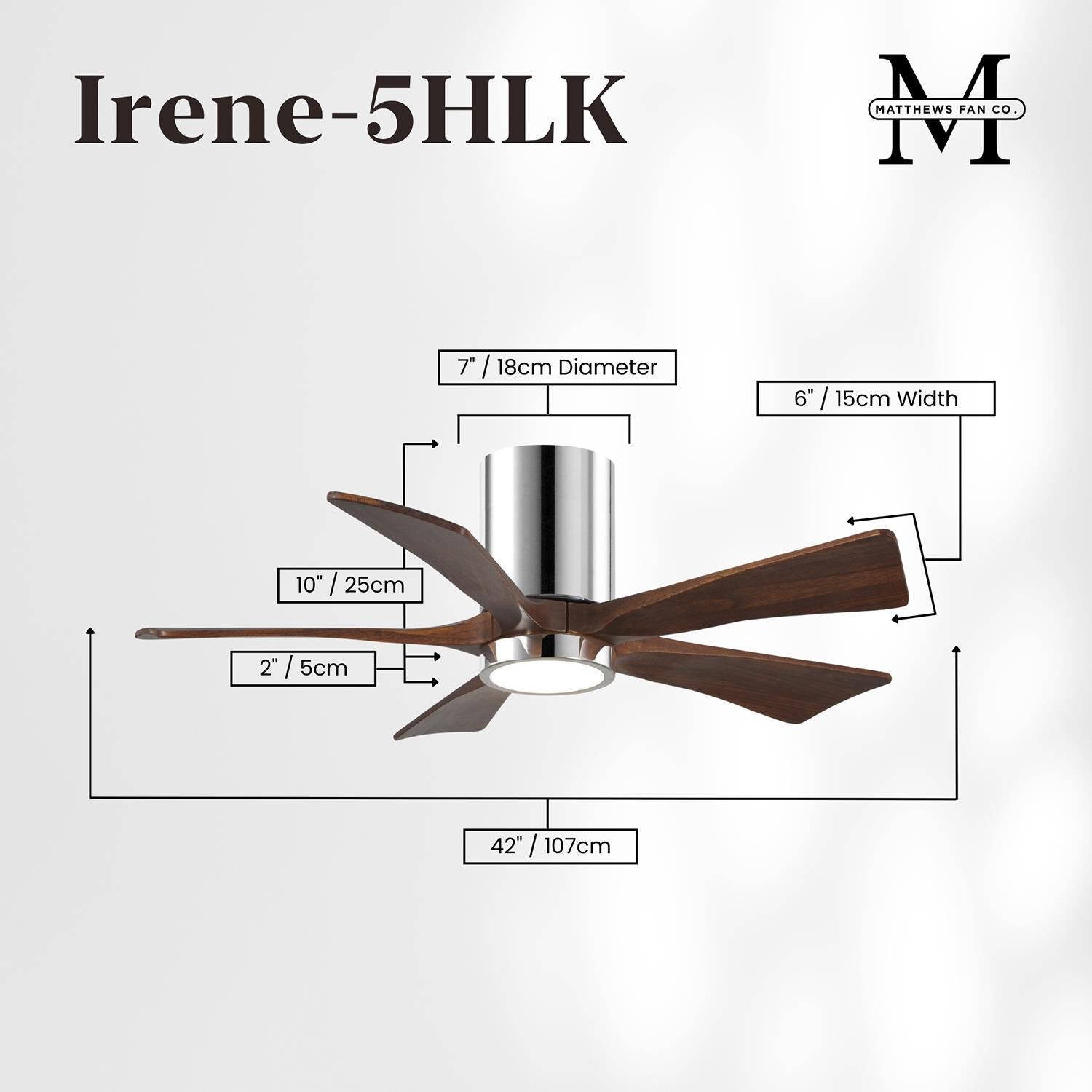 Irene 42 Inch Flush Mount Fan with Light Kit by Matthews Fan Company