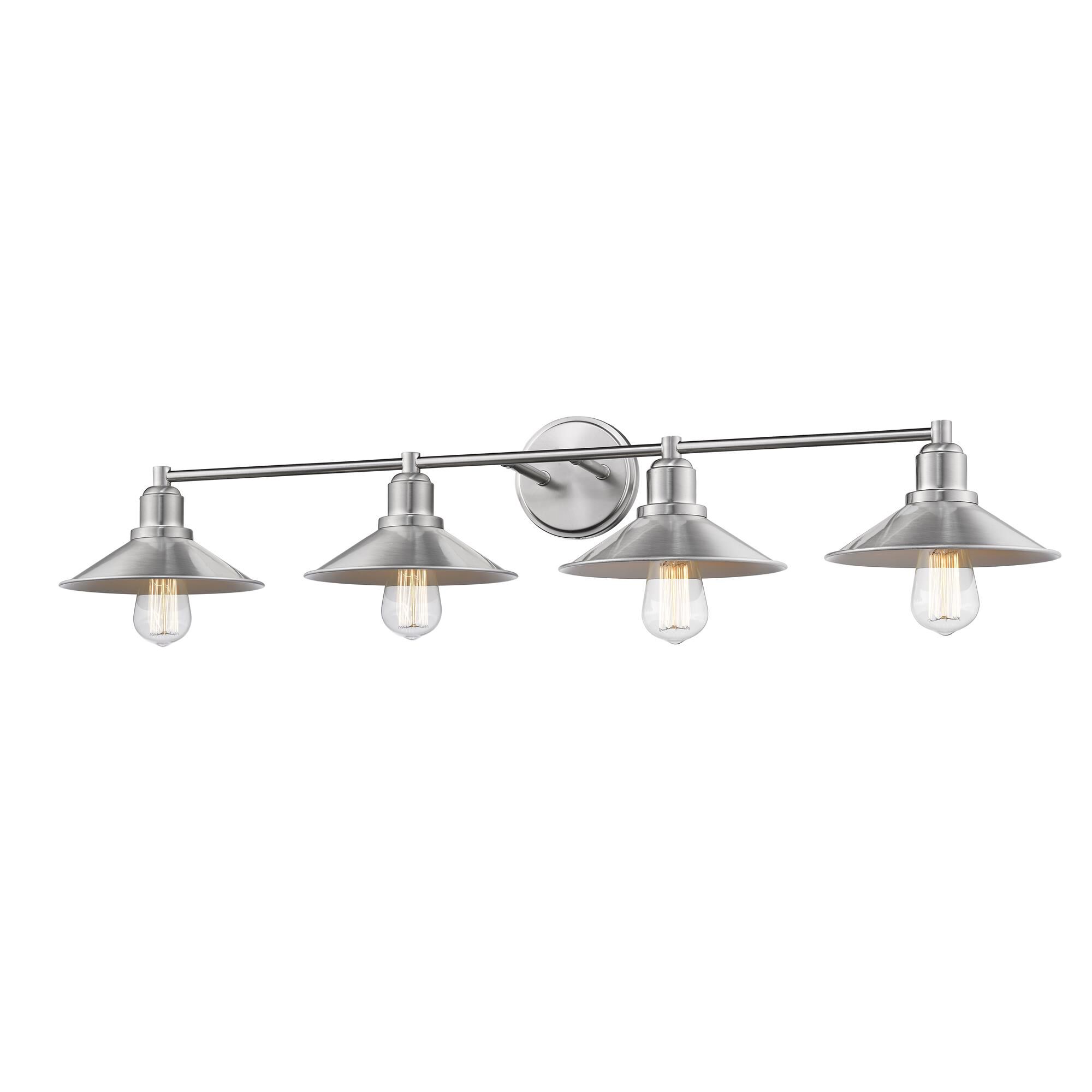 Shown in Brushed Nickel finish and Steel glass and Steel shade
