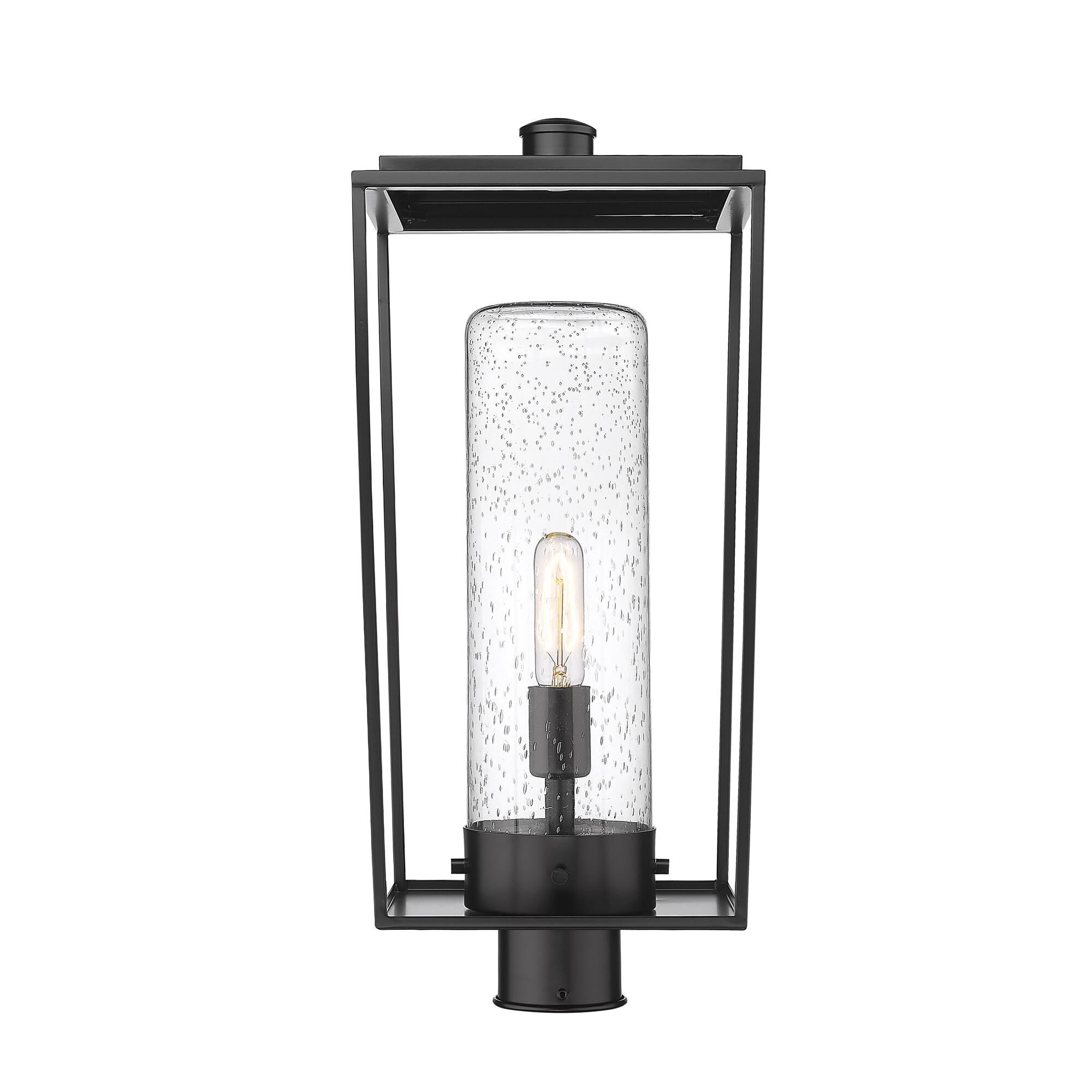 Shown in Black finish and Glass shade