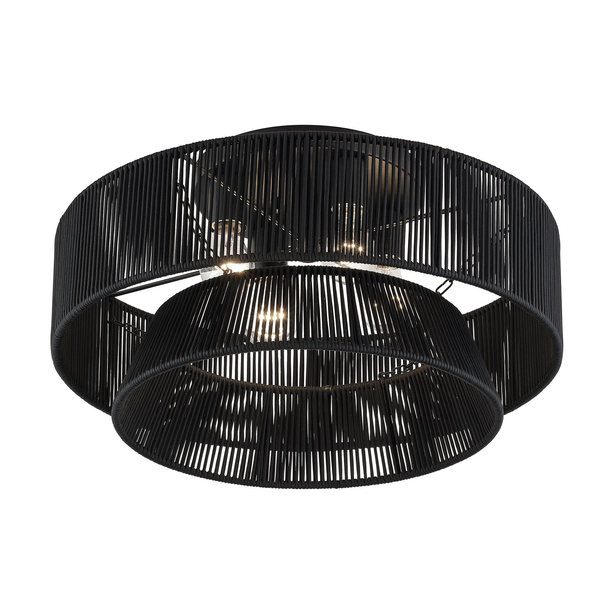 Shown in Black finish and Hand-Woven Parisian Night Color Polyester Rope shade