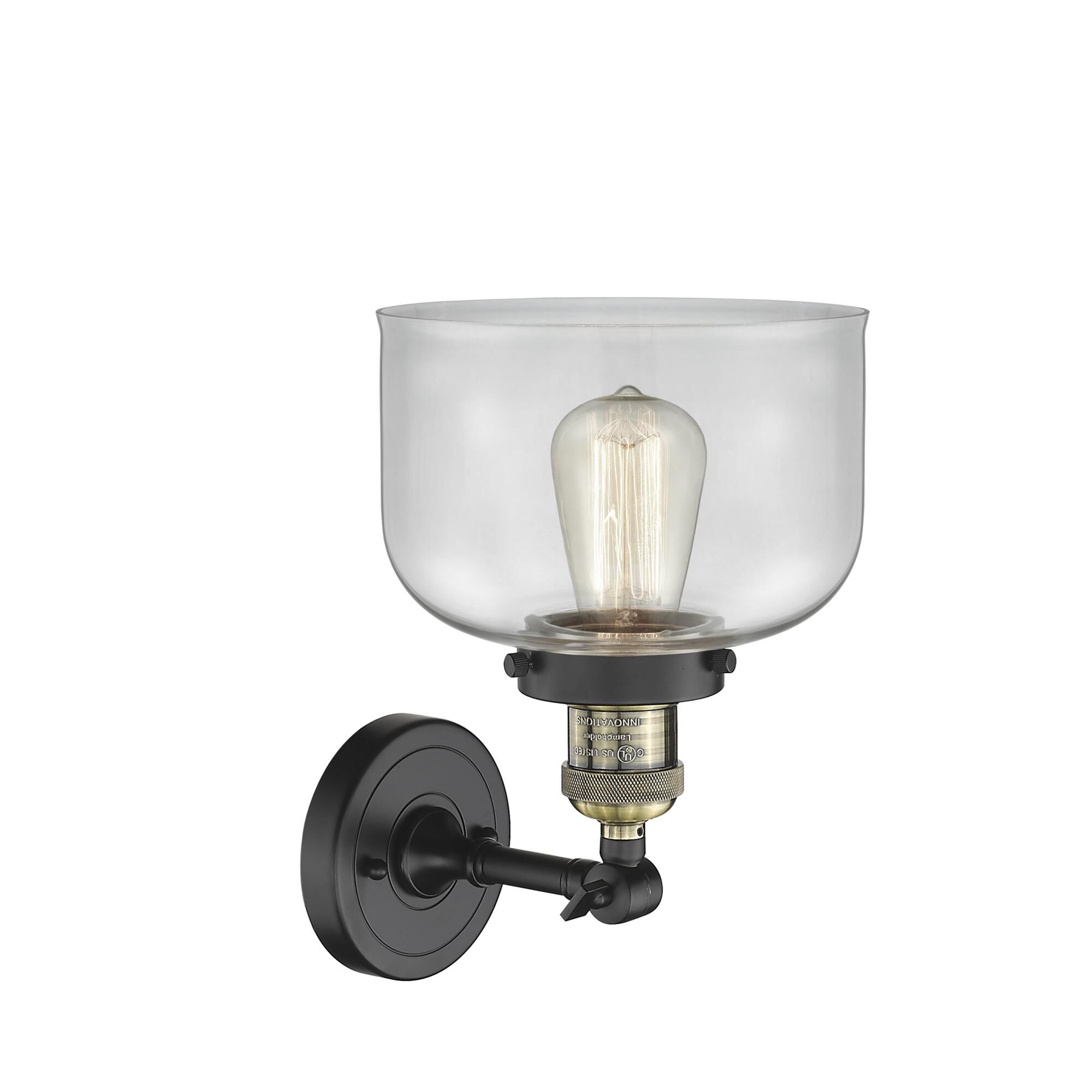 Shown in Black Antique Brass finish and Clear glass
