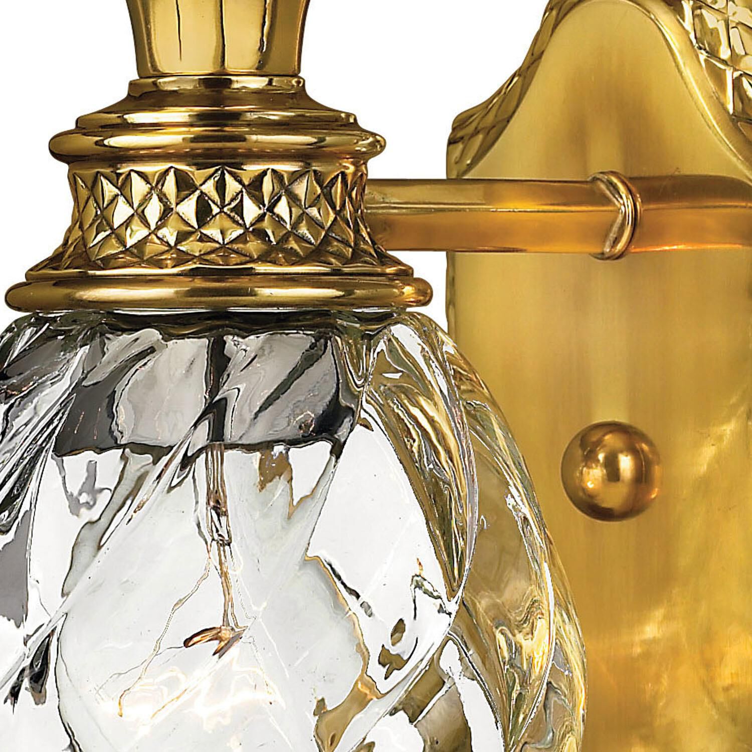 Shown in Burnished Brass finish and Clear Optic glass