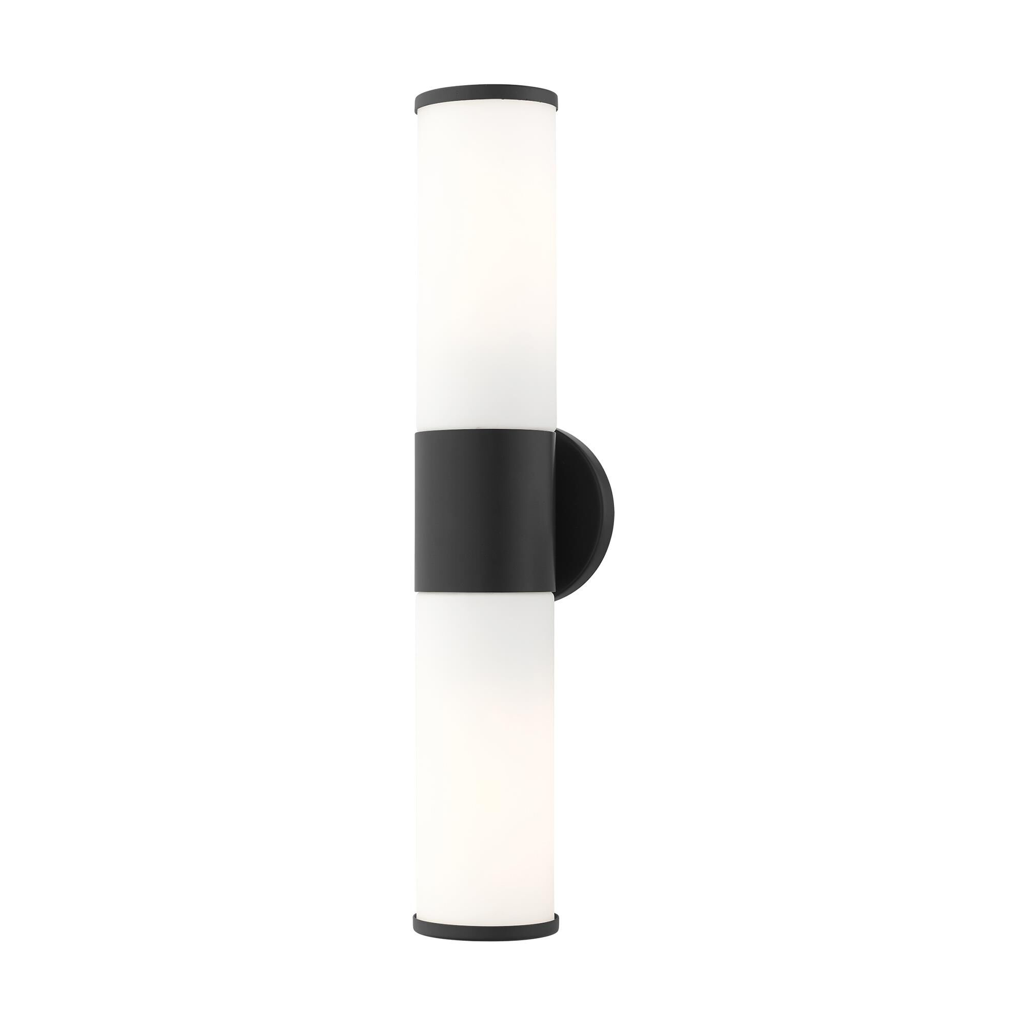 Shown in Black finish and Satin Opal White glass