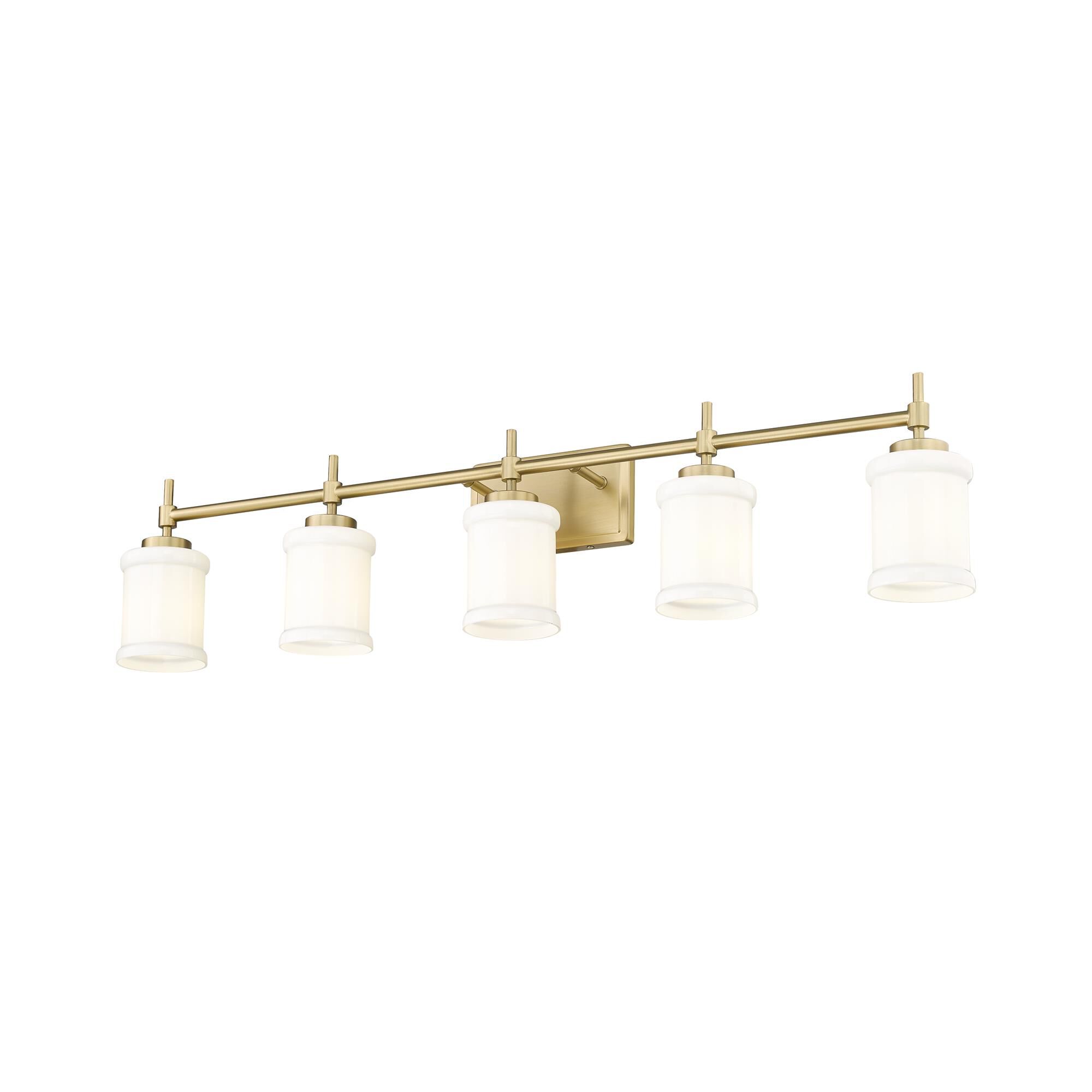 Shown in Modern Gold finish and Gloss Opal glass and Gloss Opal shade