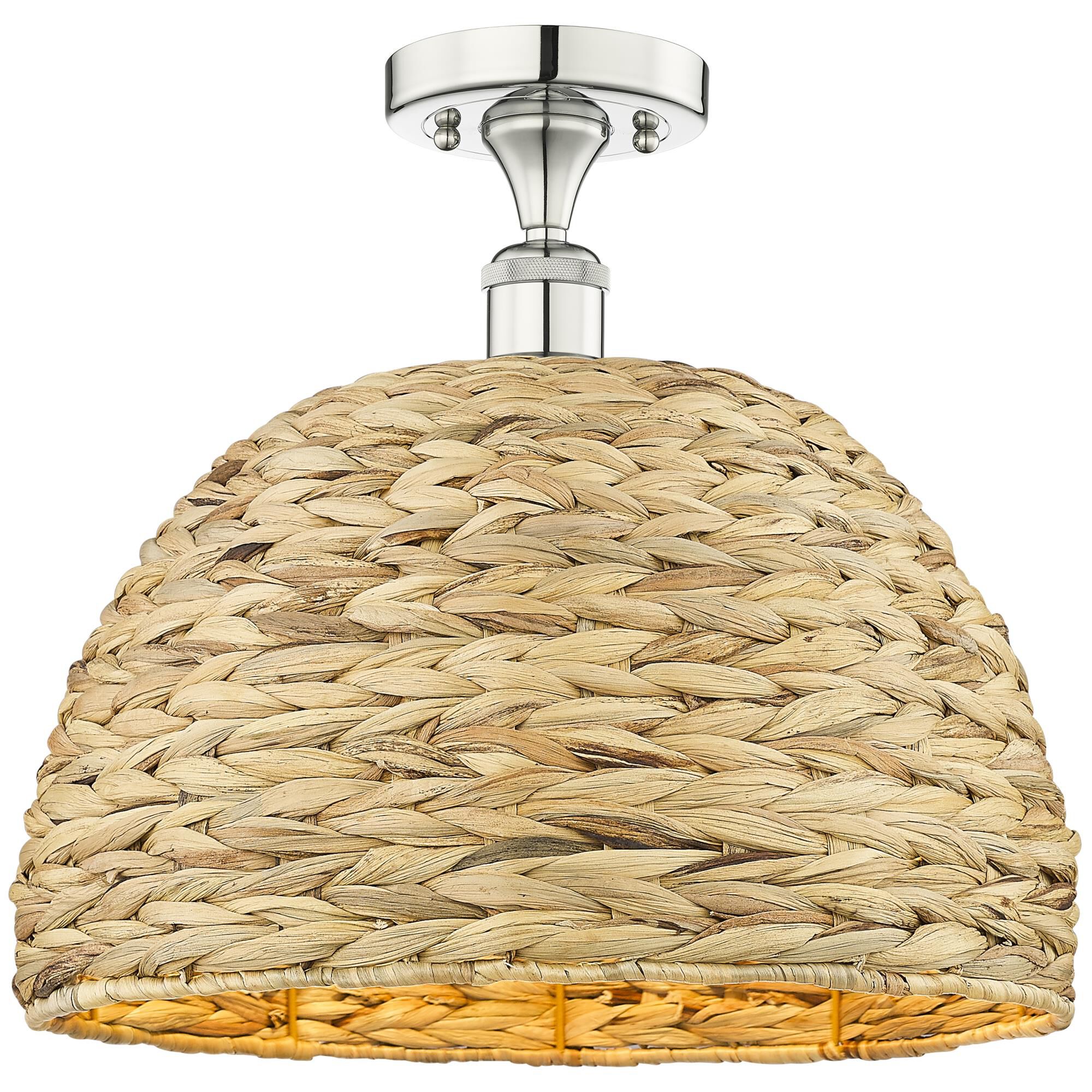 Bruno Marashlian Woven Rattan 16 Inch Semi Flush Mount by Innovations Lighting