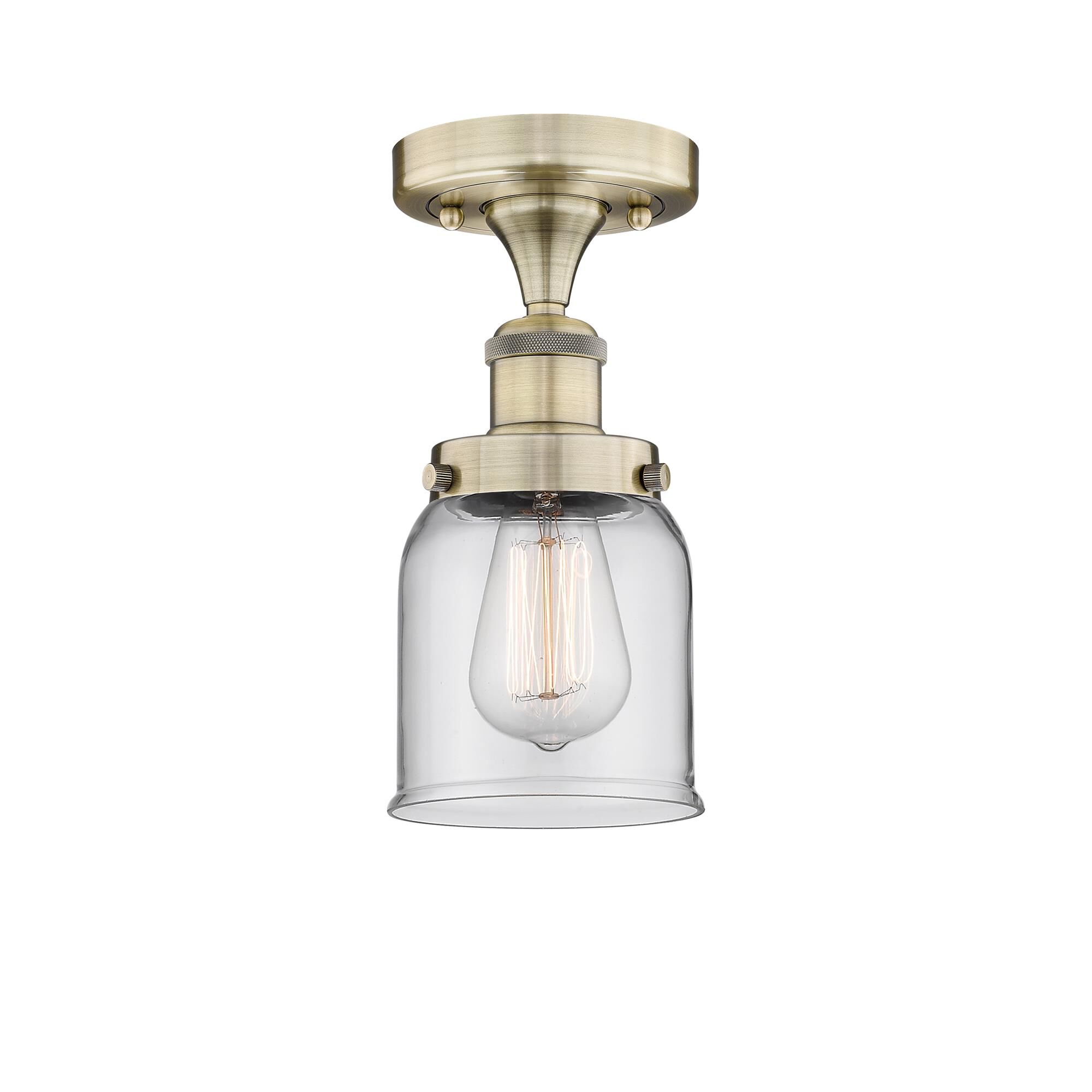 Shown in Antique Brass finish and Clear glass