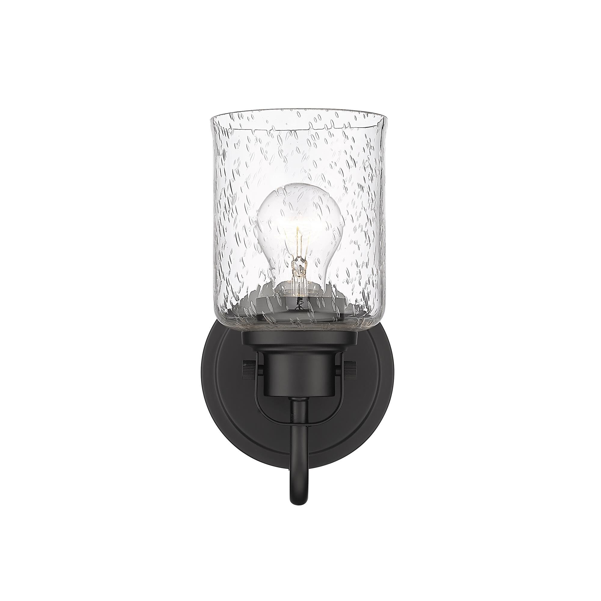 Shown in Matte Black finish and Glass shade