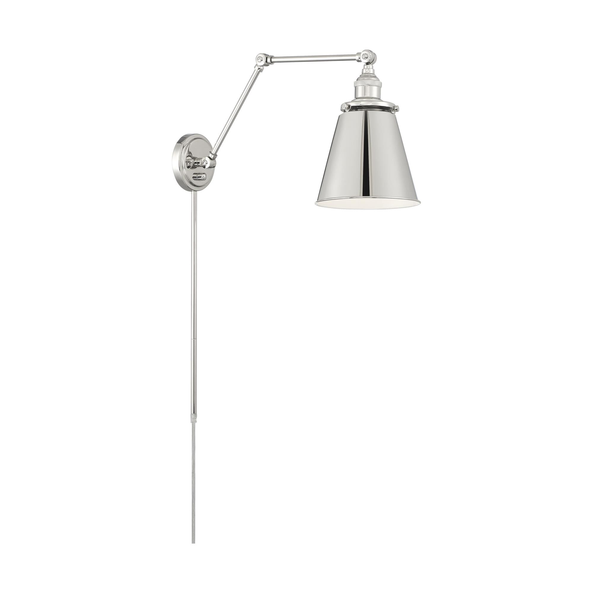 Shown in Polished Nickel finish and Polished Nickel Outside, Painted White Inside shade