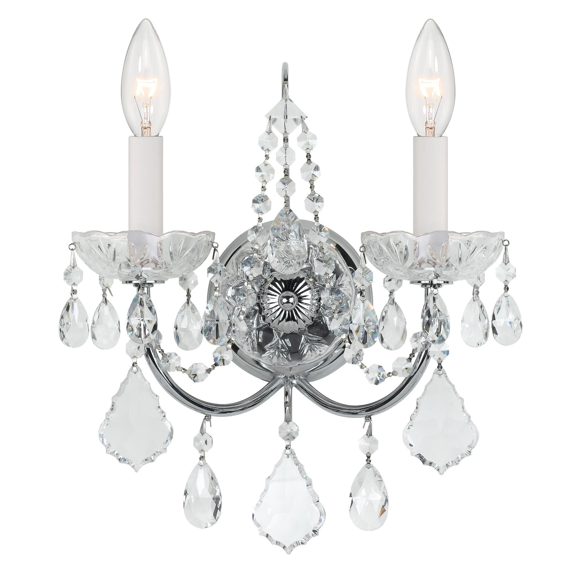 Shown in Polished Chrome finish and Clear Italian crystal