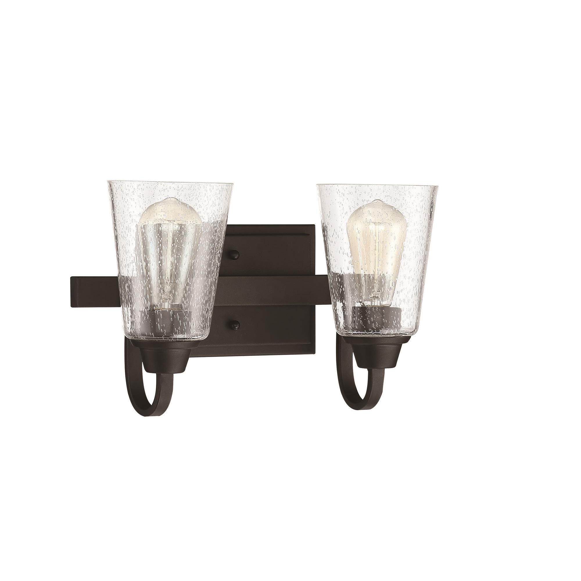 Shown in Espresso finish and Clear Seeded glass and Glass shade