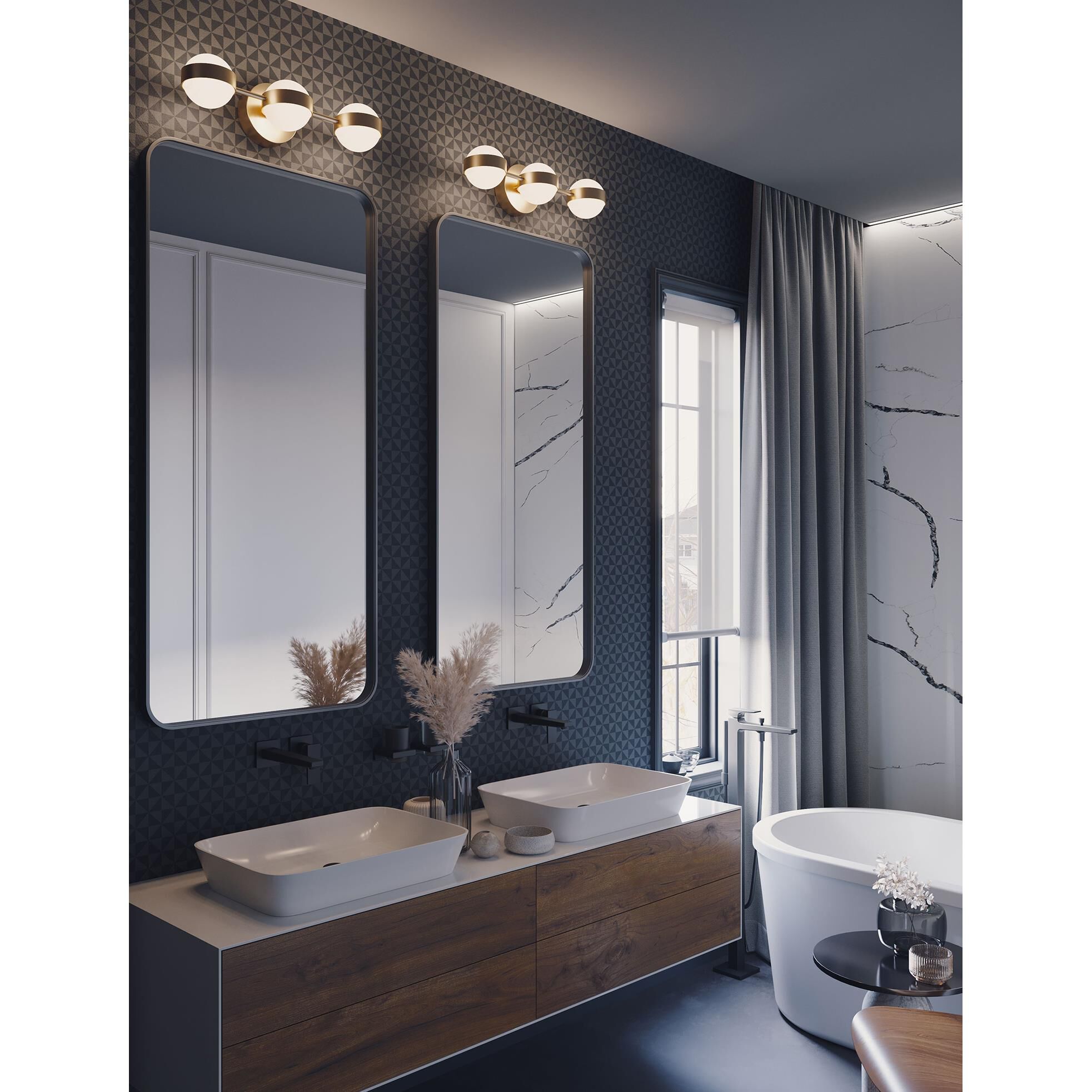 Shown in Satin Brass finish and White shade