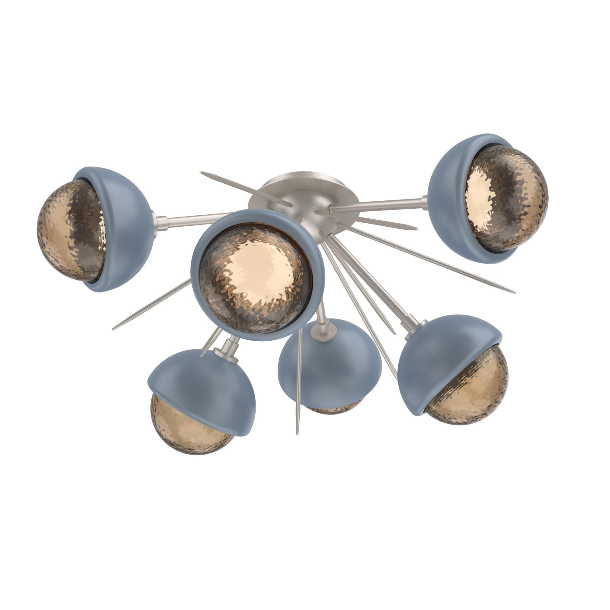 Shown in Beige Silver finish and Bronze glass and Poppy Blue accent