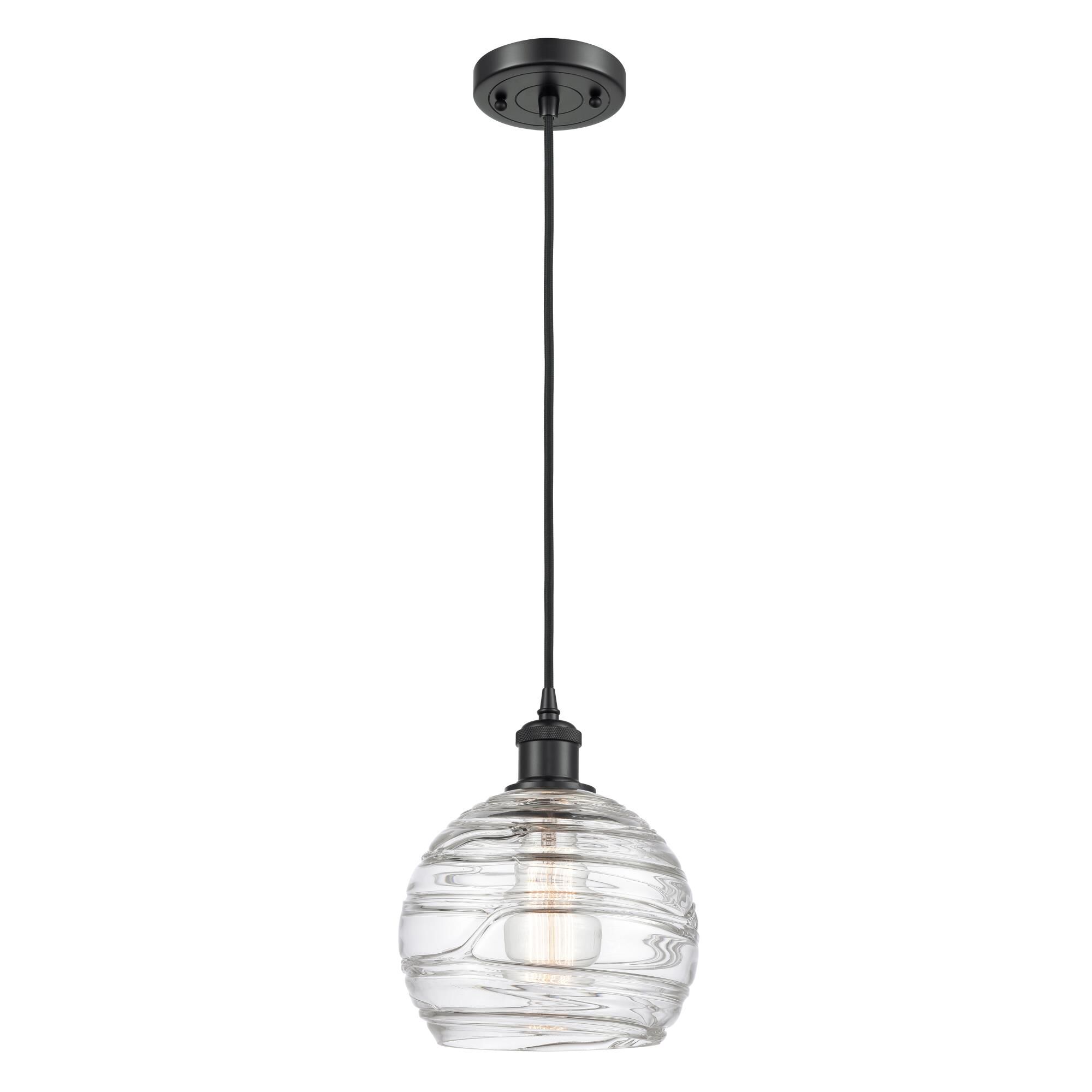 Shown in Matte Black finish and Sphere glass and Glass shade
