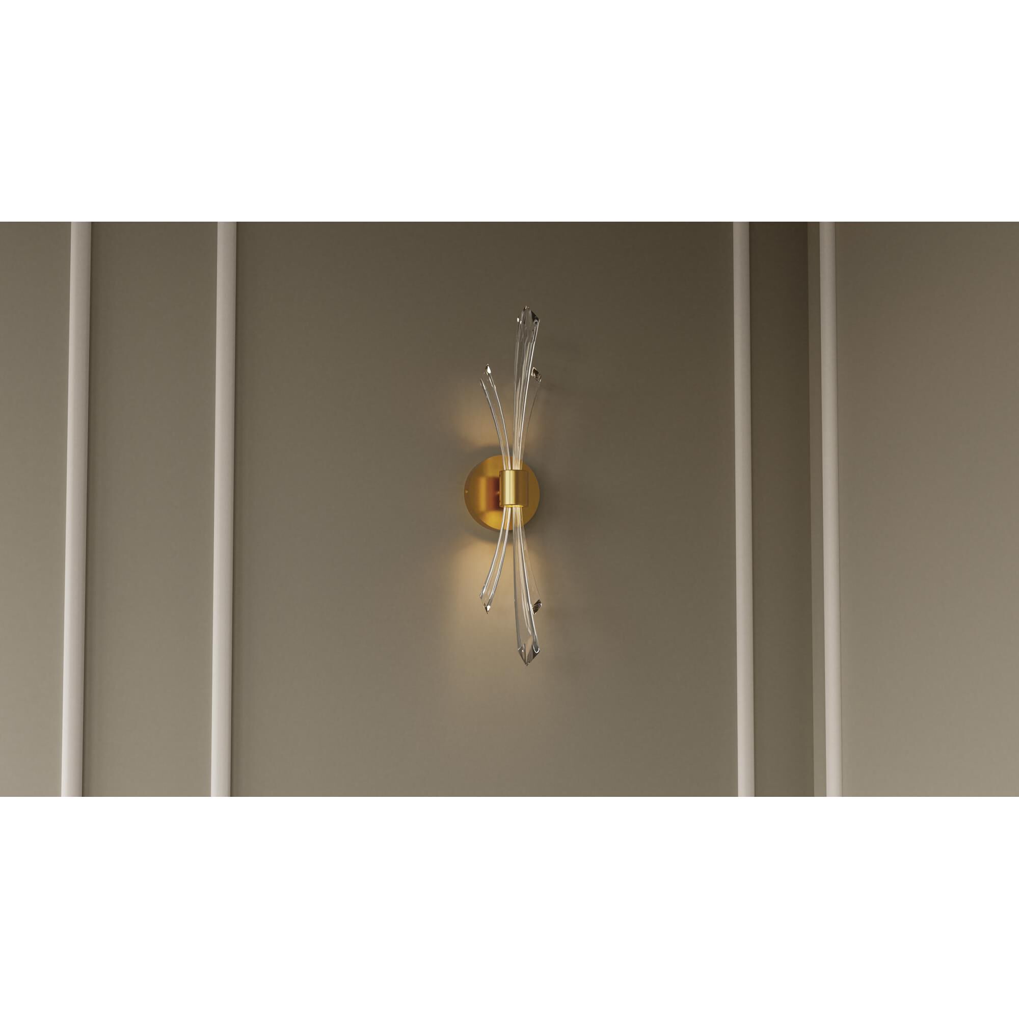 Shown in Brushed Gold finish and Clear Crystal glass