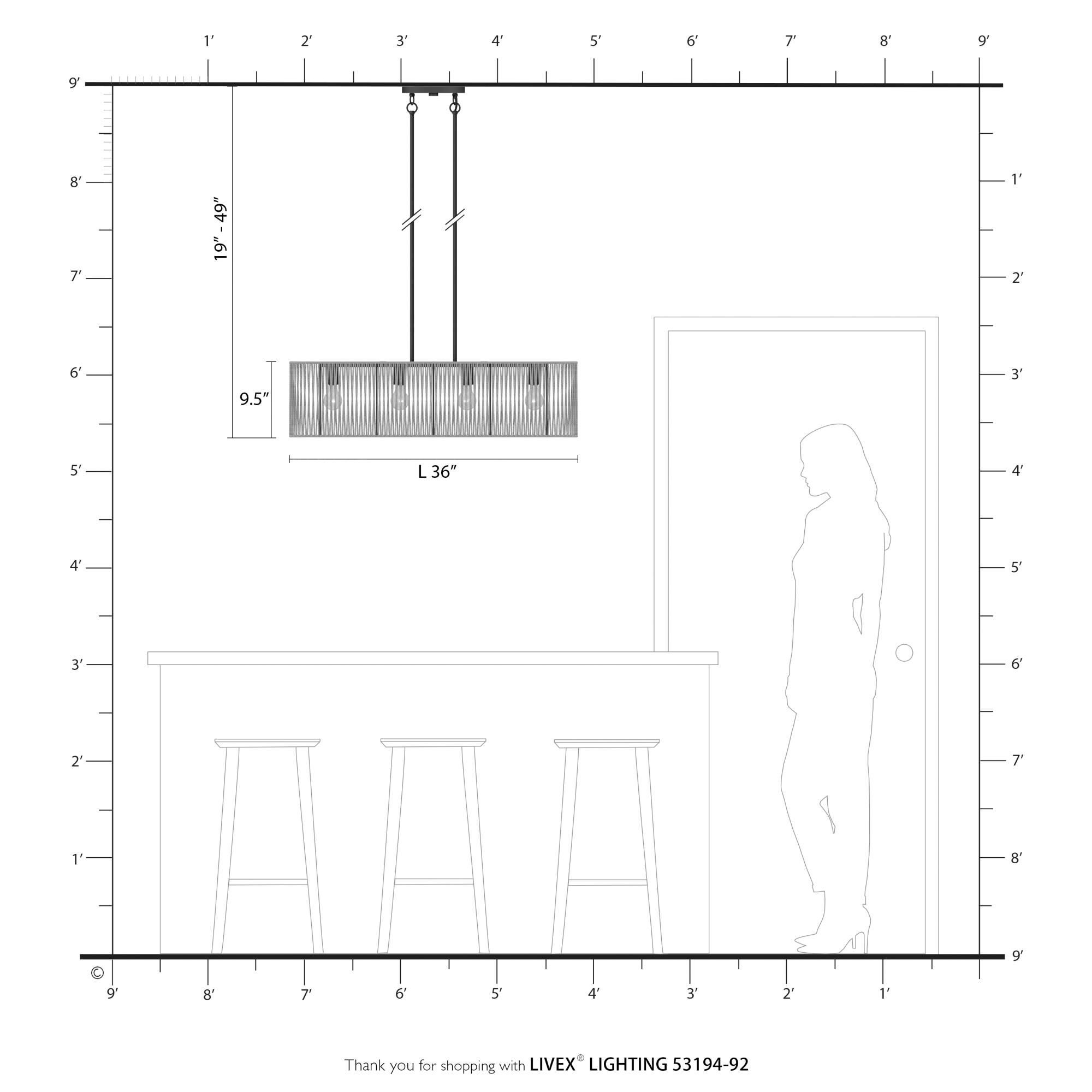 Goldiemesh 36 Inch Linear Suspension Light by Livex Lighting