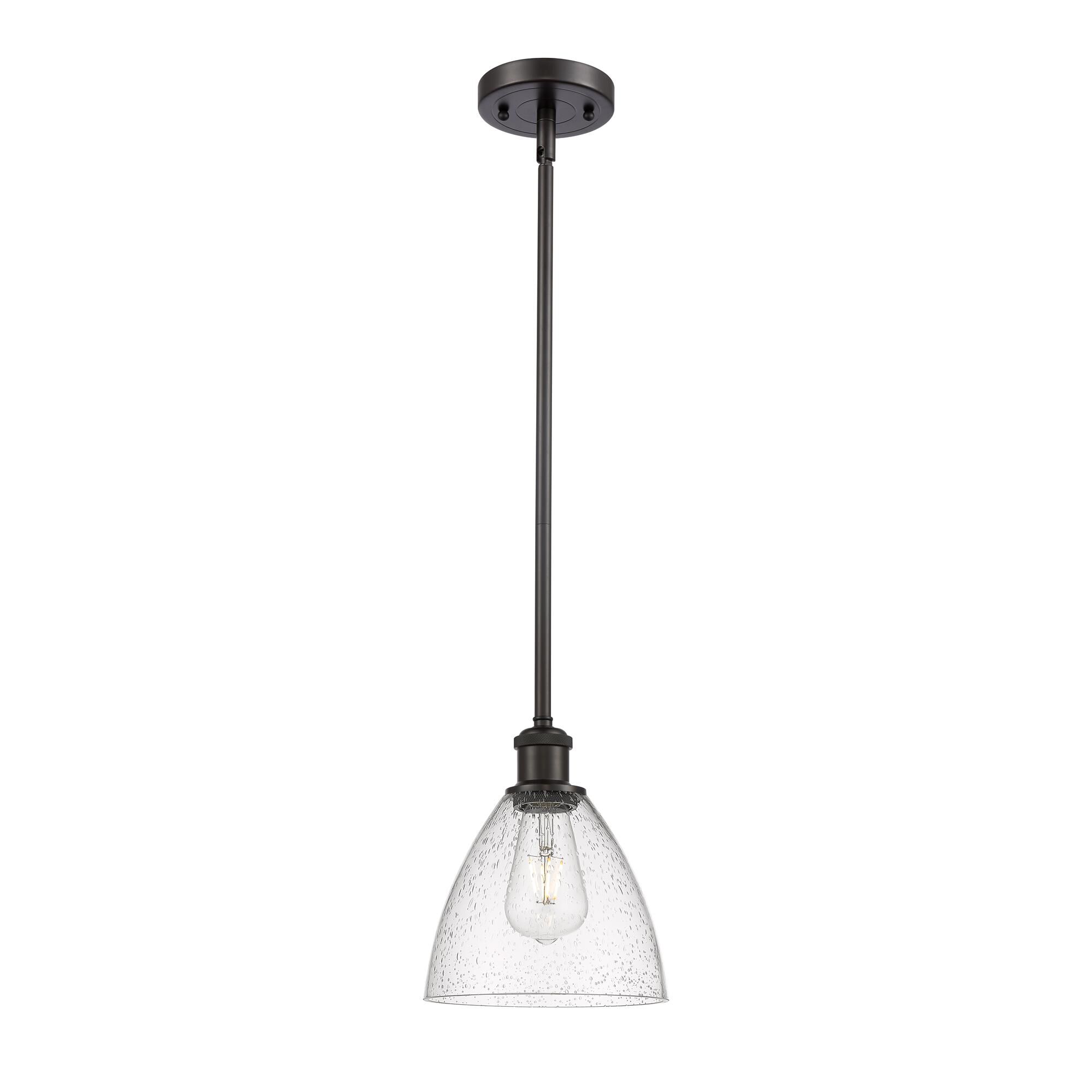 Shown in Oil Rubbed Bronze finish and Seedy glass