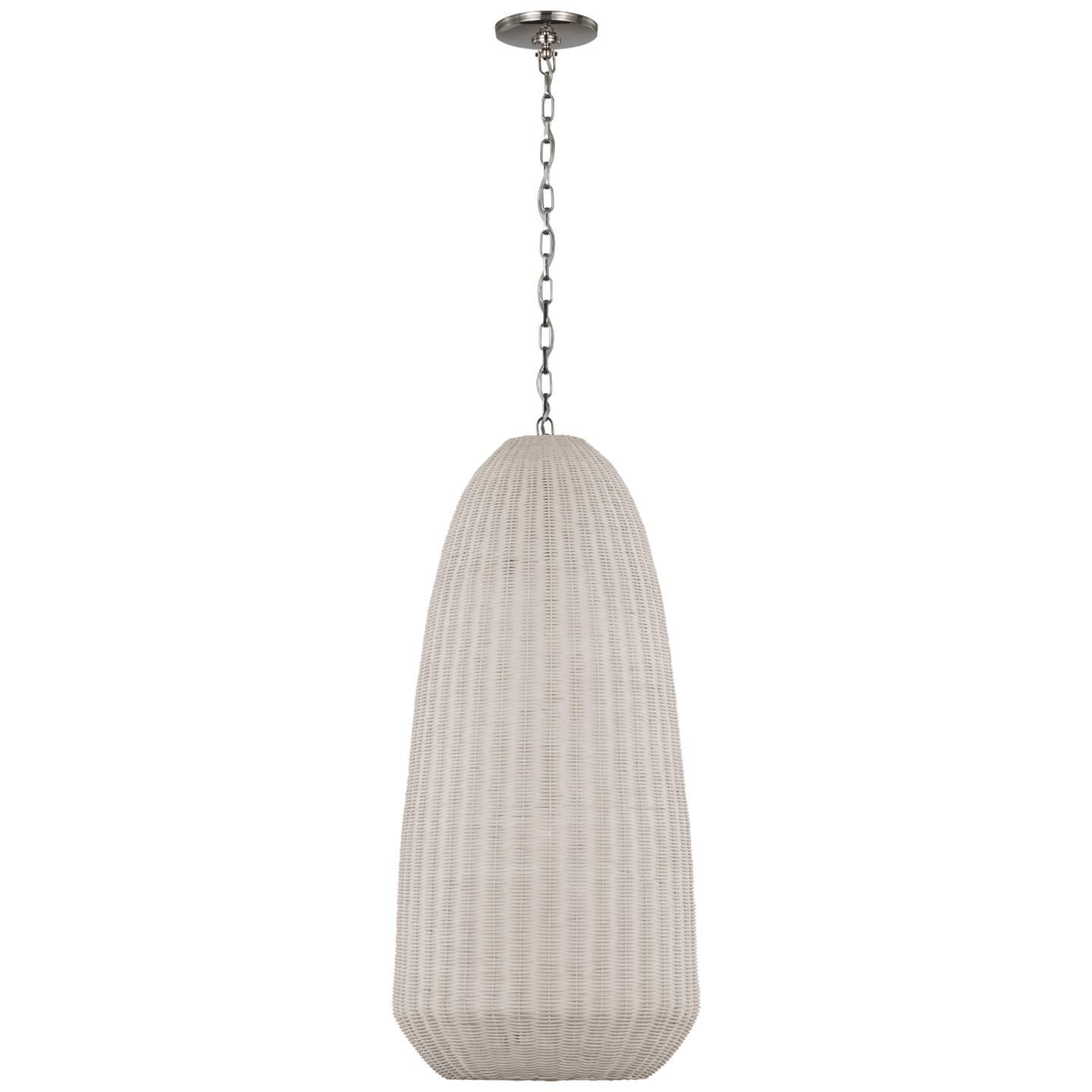 Shown in Polished Nickel finish and Chalk Wicker shade