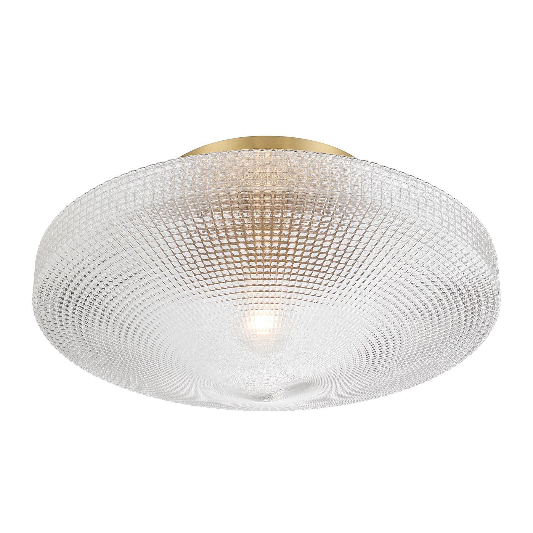 Shown in Warm Brass finish and Clear Textured Matrix glass