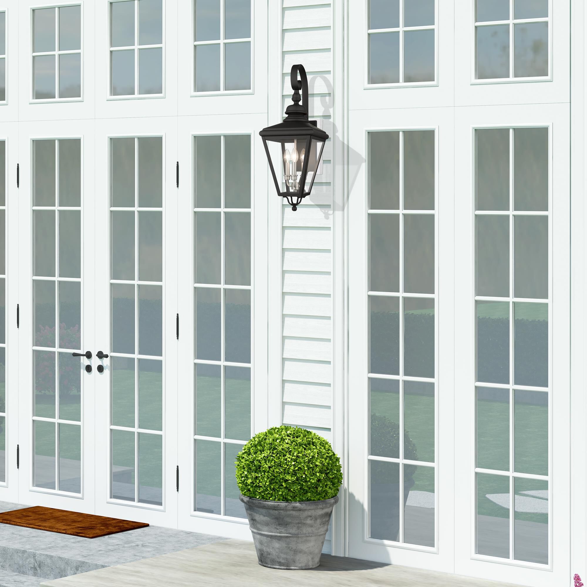 Shown in Black With Brushed Nickel Cluster finish and Clear glass