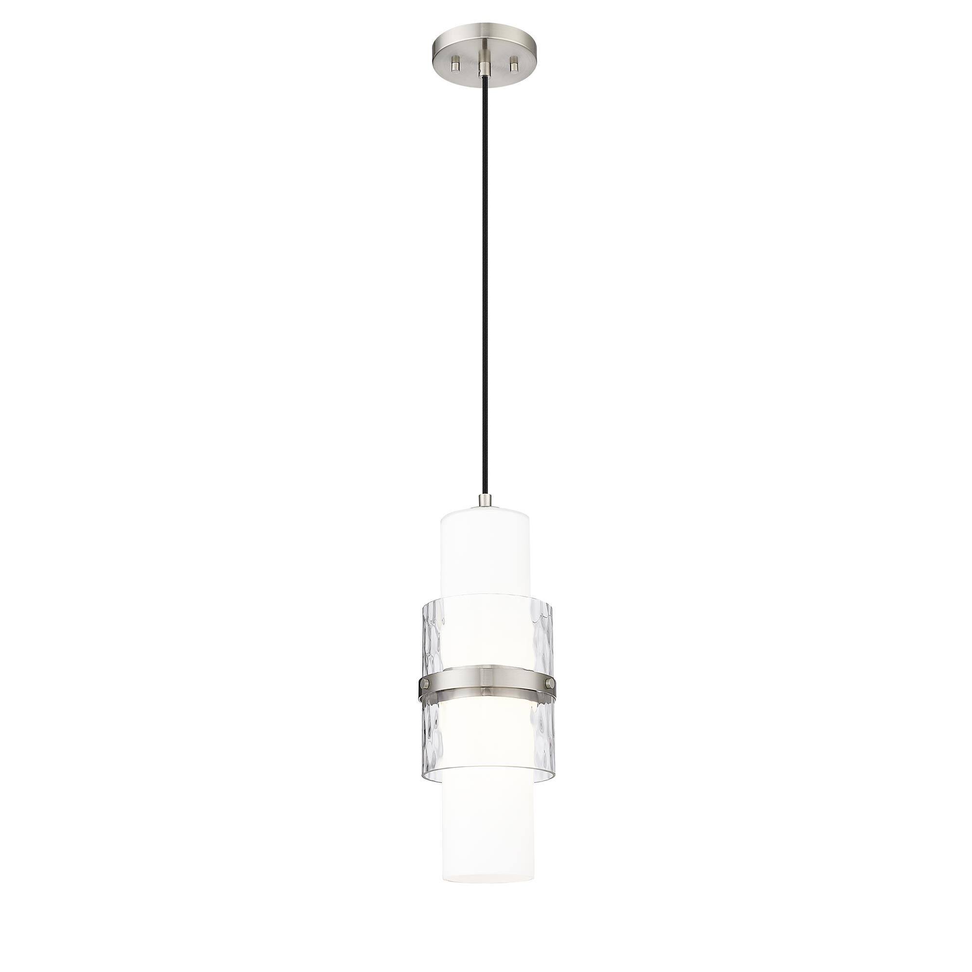 Shown in Brushed Nickel finish and Clear + Etched Opal glass and Clear + Etched Opal shade