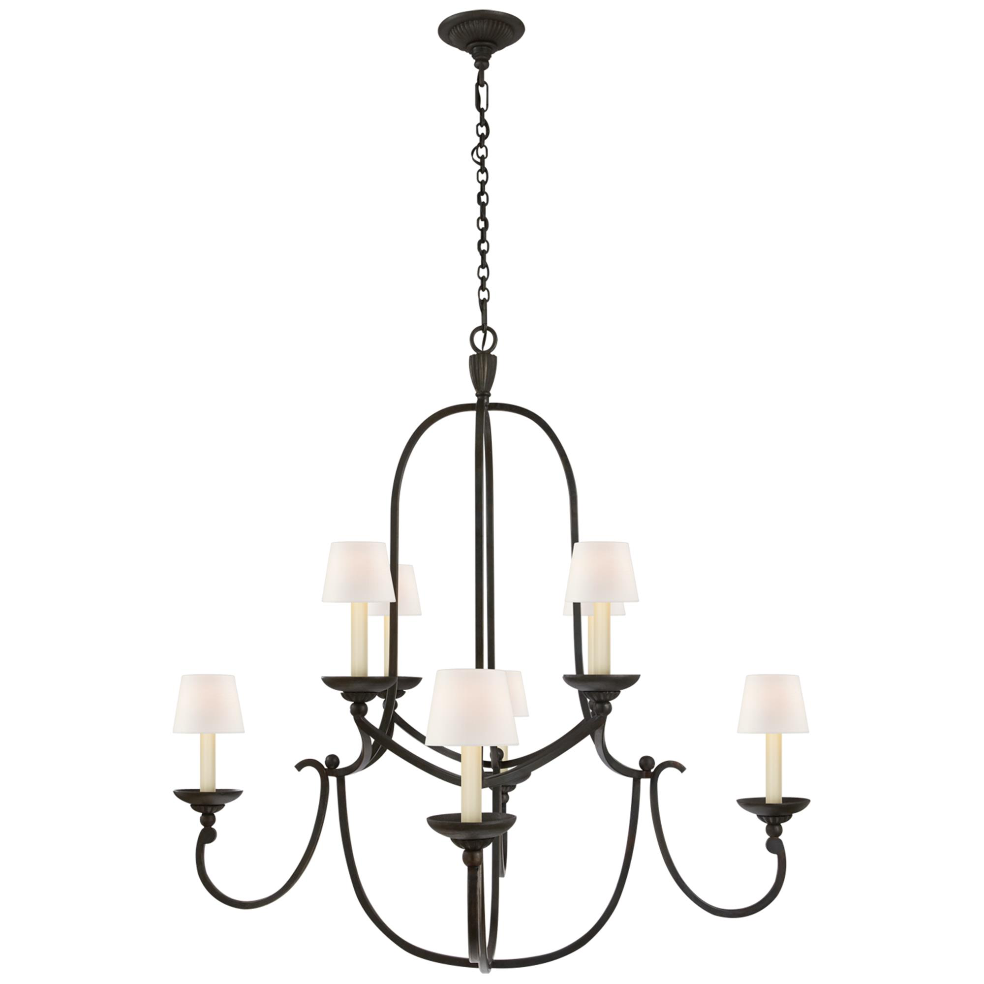 Shown in Aged Iron finish and Linen shade