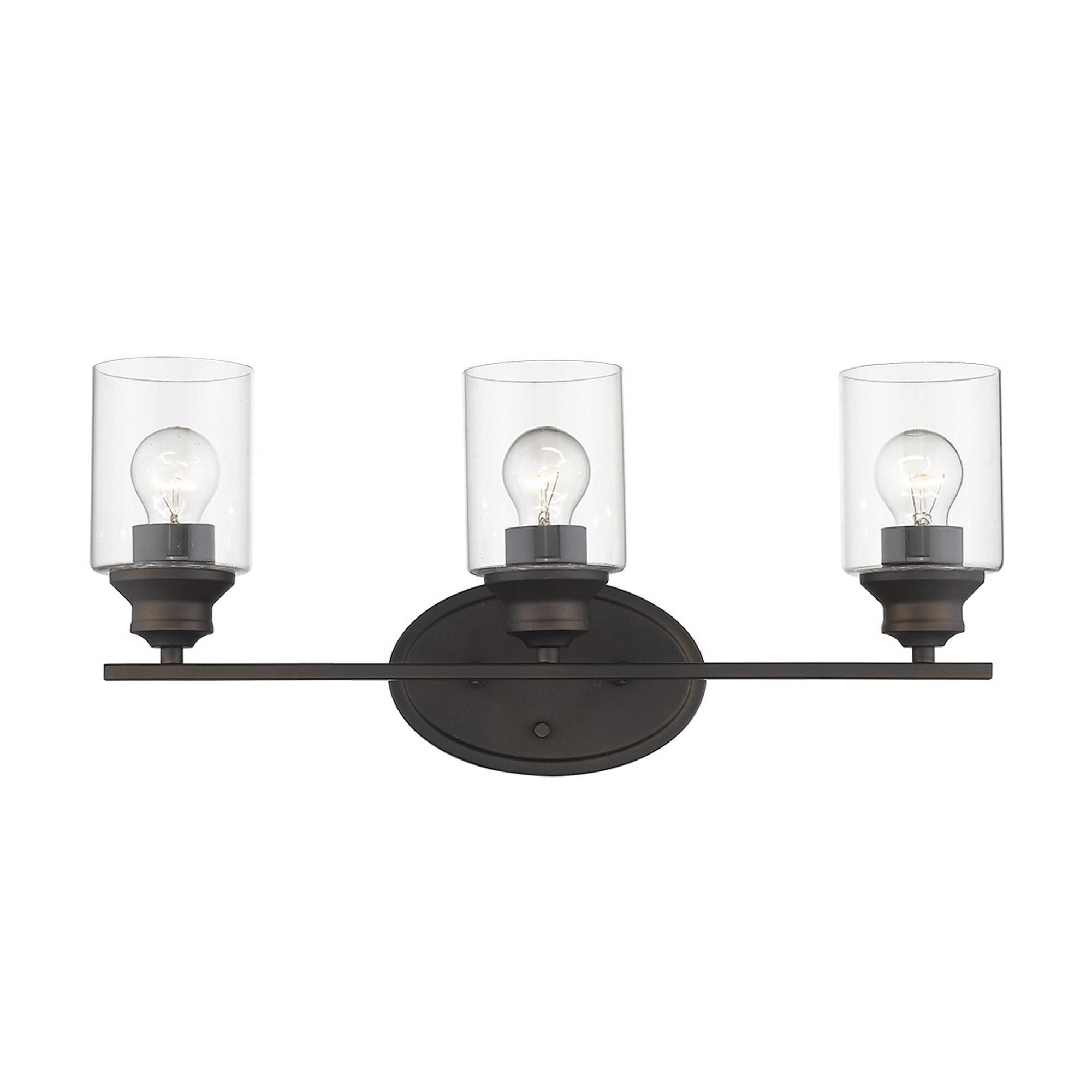 Shown in Oil-Rubbed Bronze finish and Clear glass and Clear, Cylindrical Glass s shade
