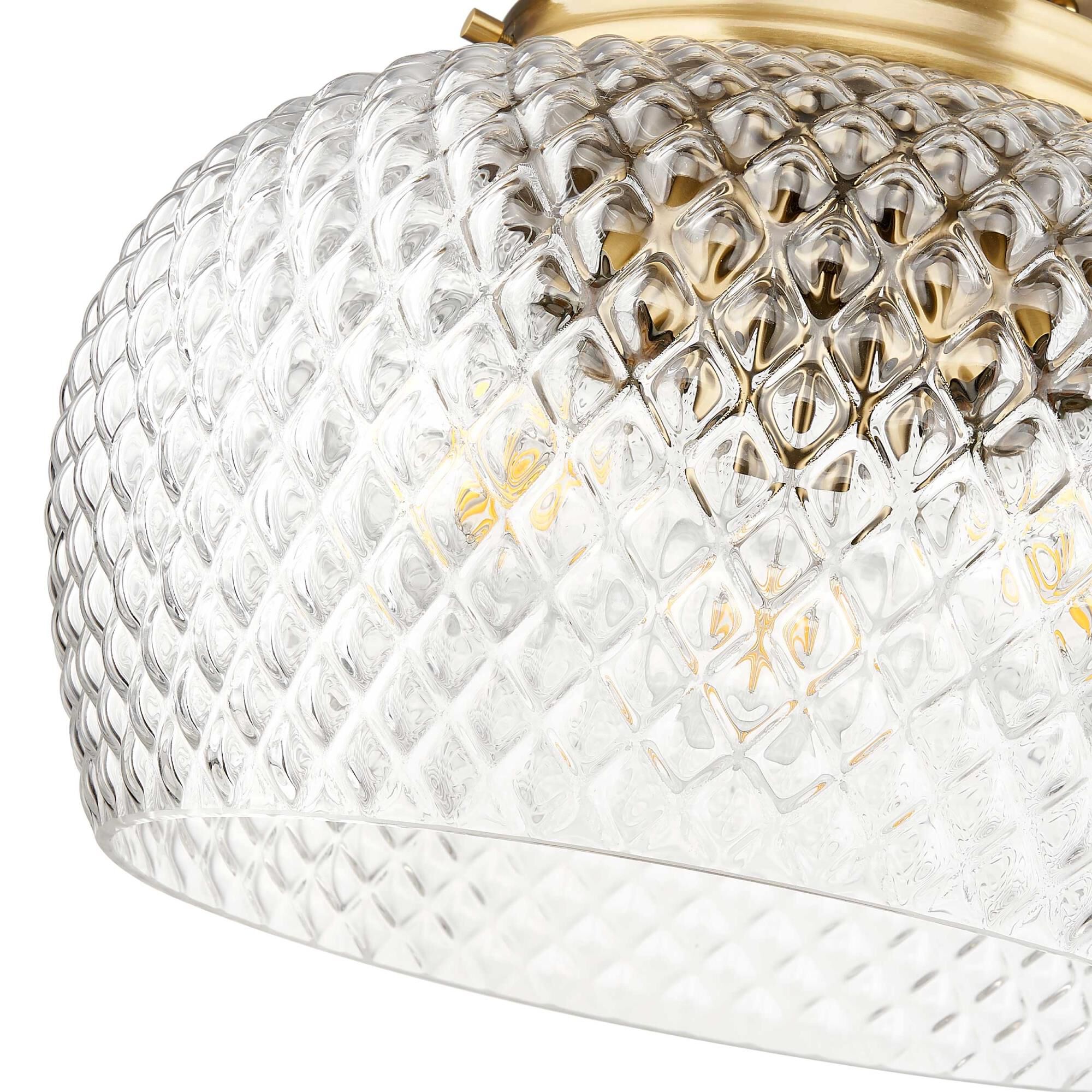 Shown in Modern Brushed Gold finish and Clear glass