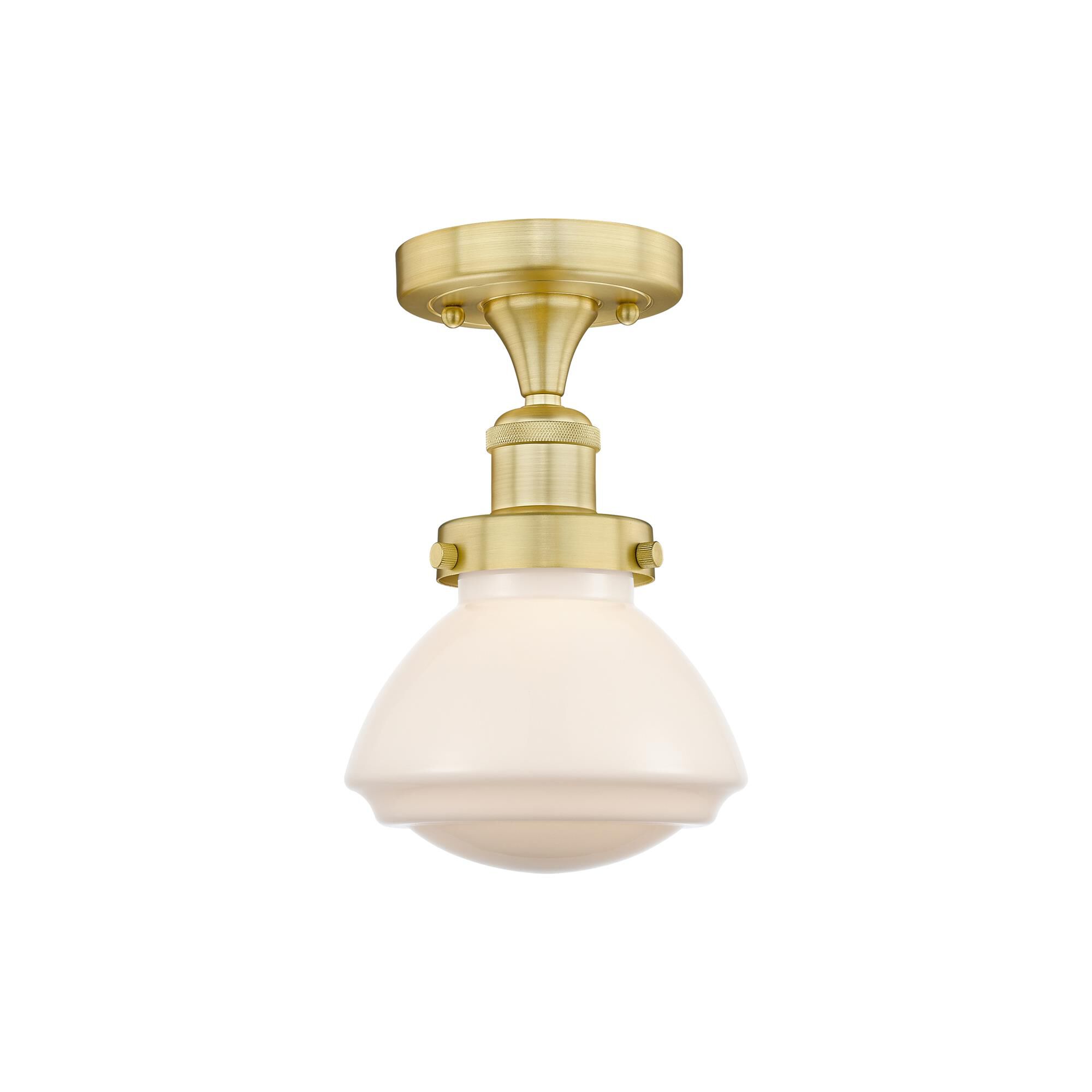 Shown in Satin Gold finish and Matte White glass