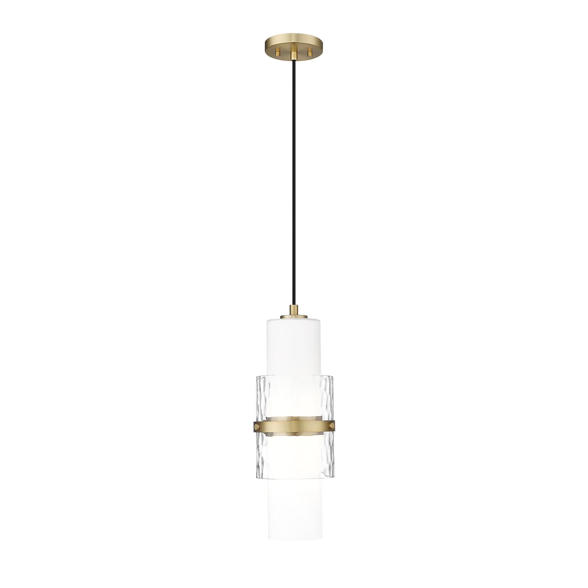 Shown in Modern Gold finish and Clear + Etched Opal glass and Clear + Etched Opal shade