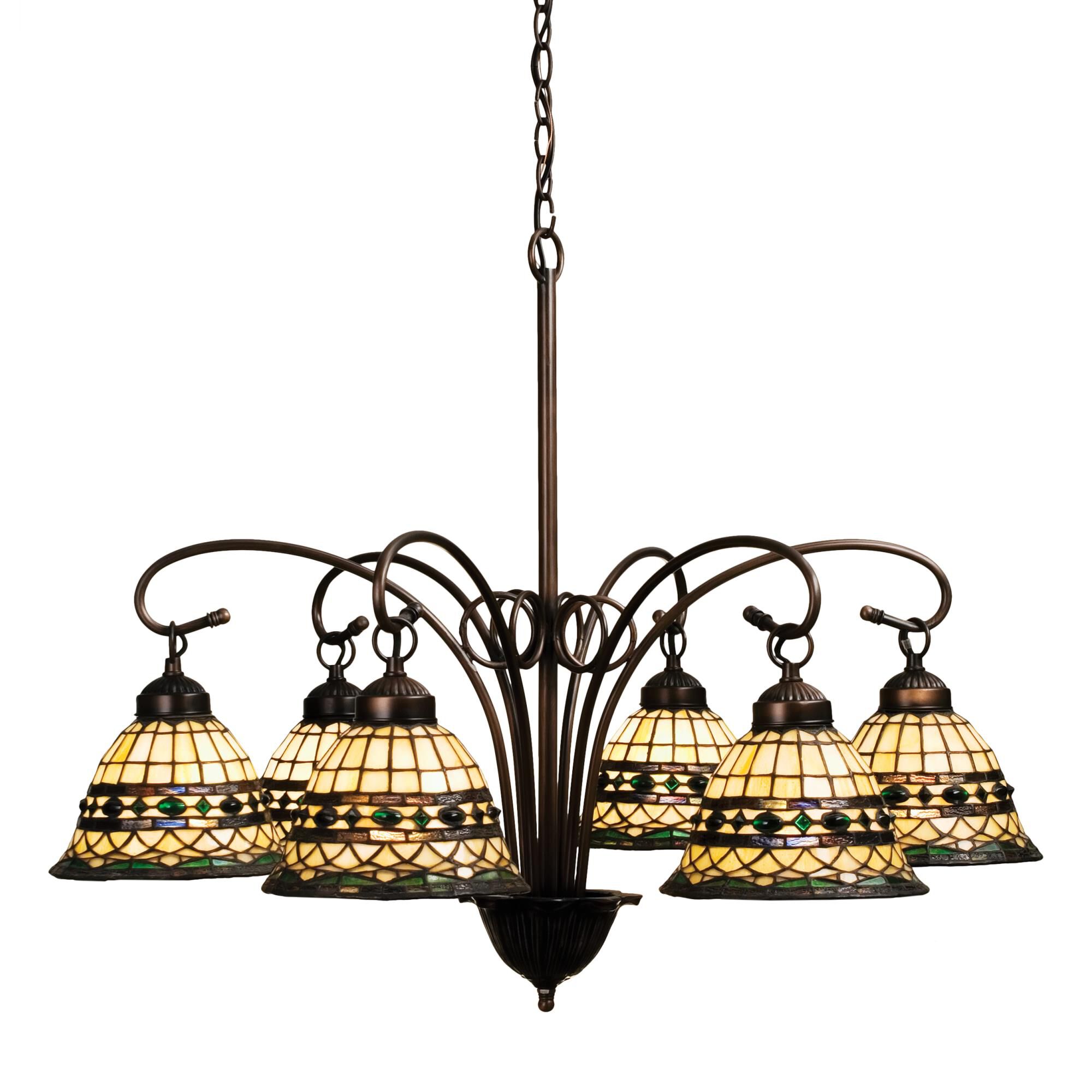 Shown in Mahogany Bronze finish and Beige-Green glass