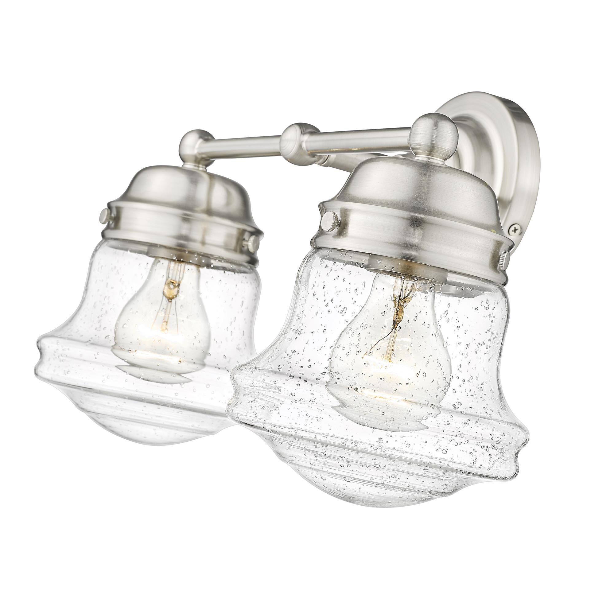 Shown in Brushed Nickel finish and Glass shade