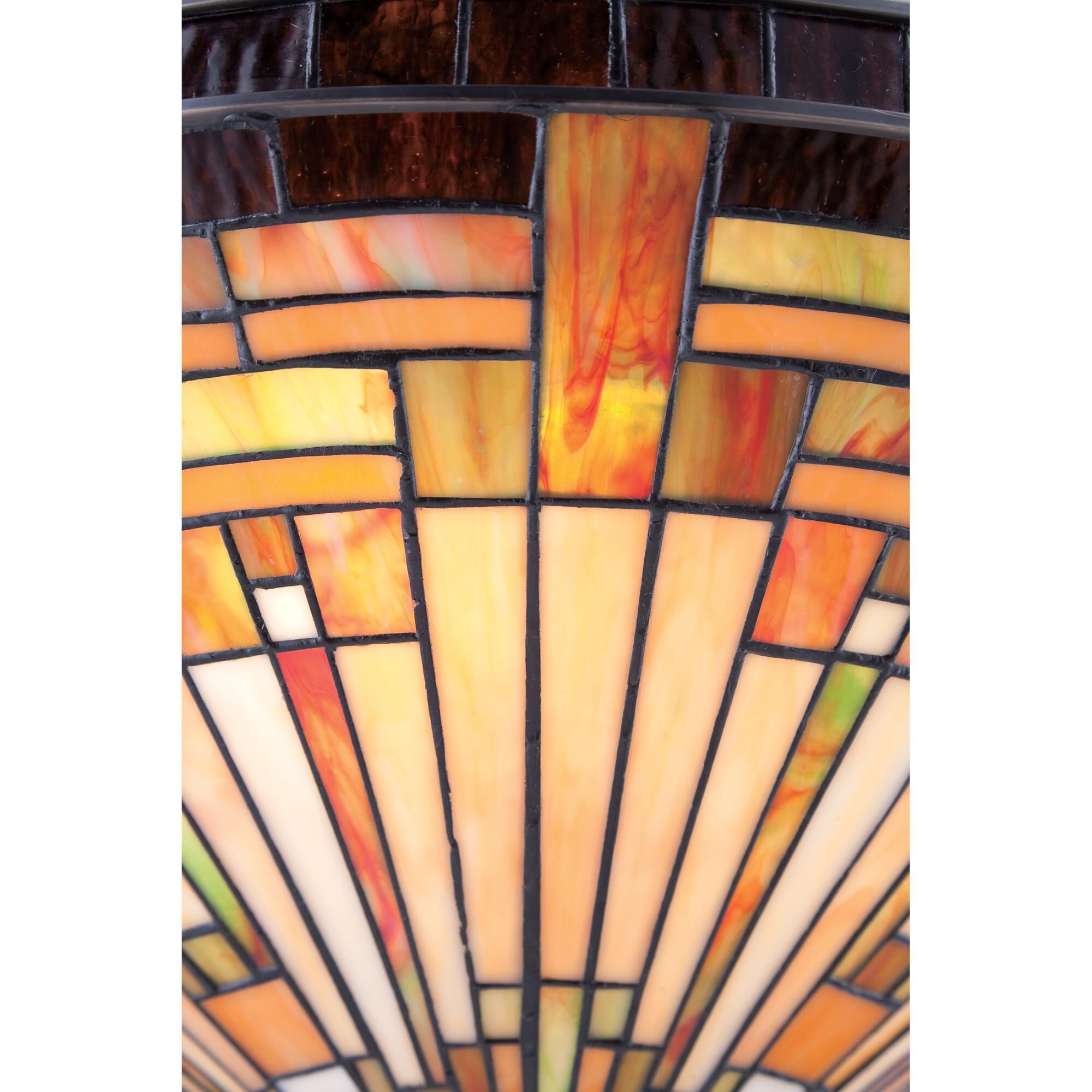 Shown in Vintage Bronze finish and Tiffany glass