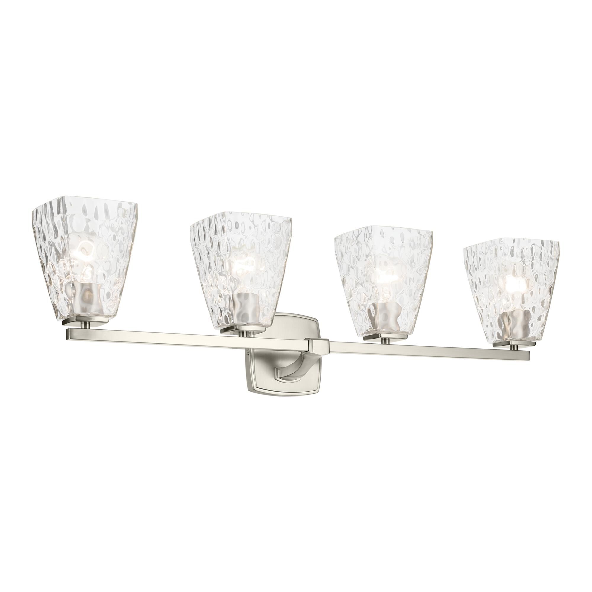 Shown in Brushed Nickel finish and Clear Water glass