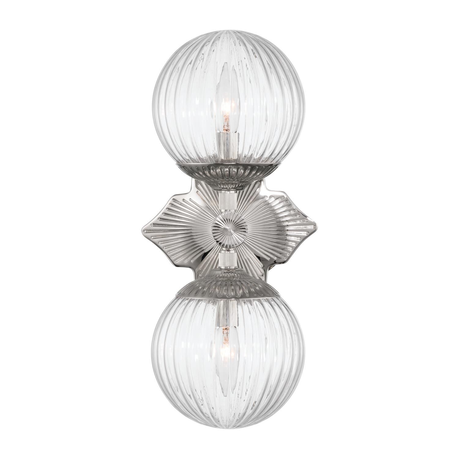 Shown in Polished Nickel finish and Ribbed glass and Ribbed Glass shade