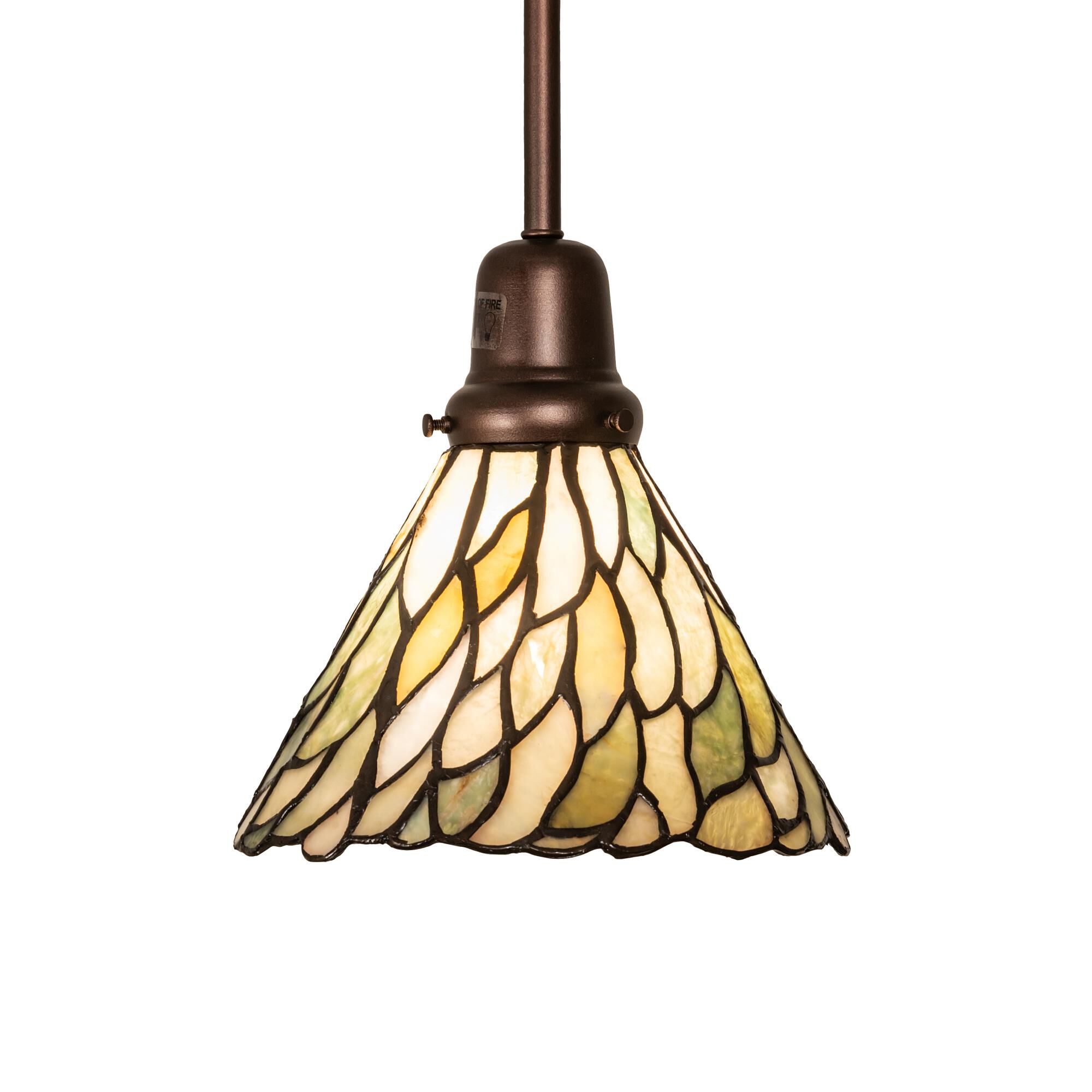 Shown in Mahogany Bronze finish and Green;Beige glass