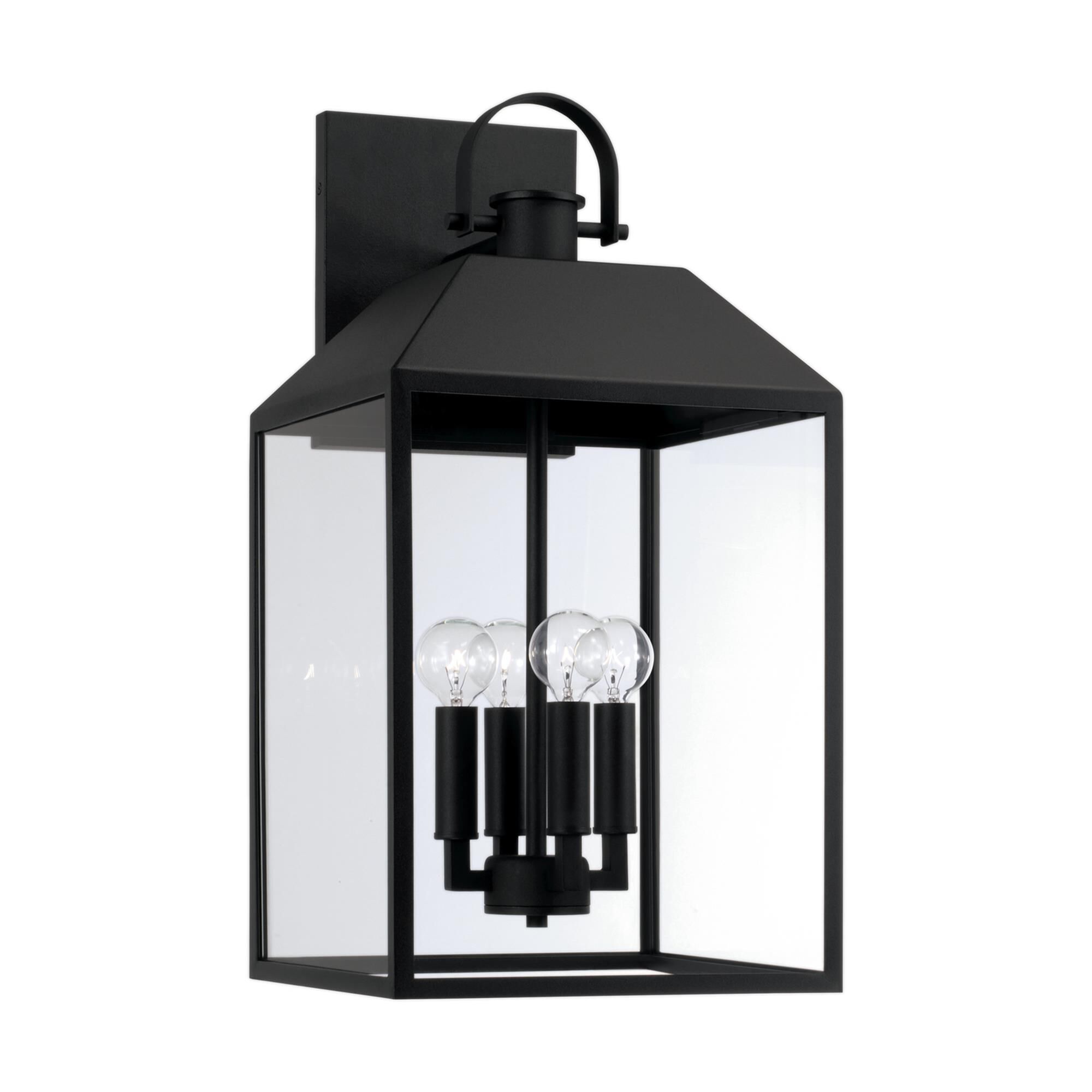 Shown in Black finish and Clear glass