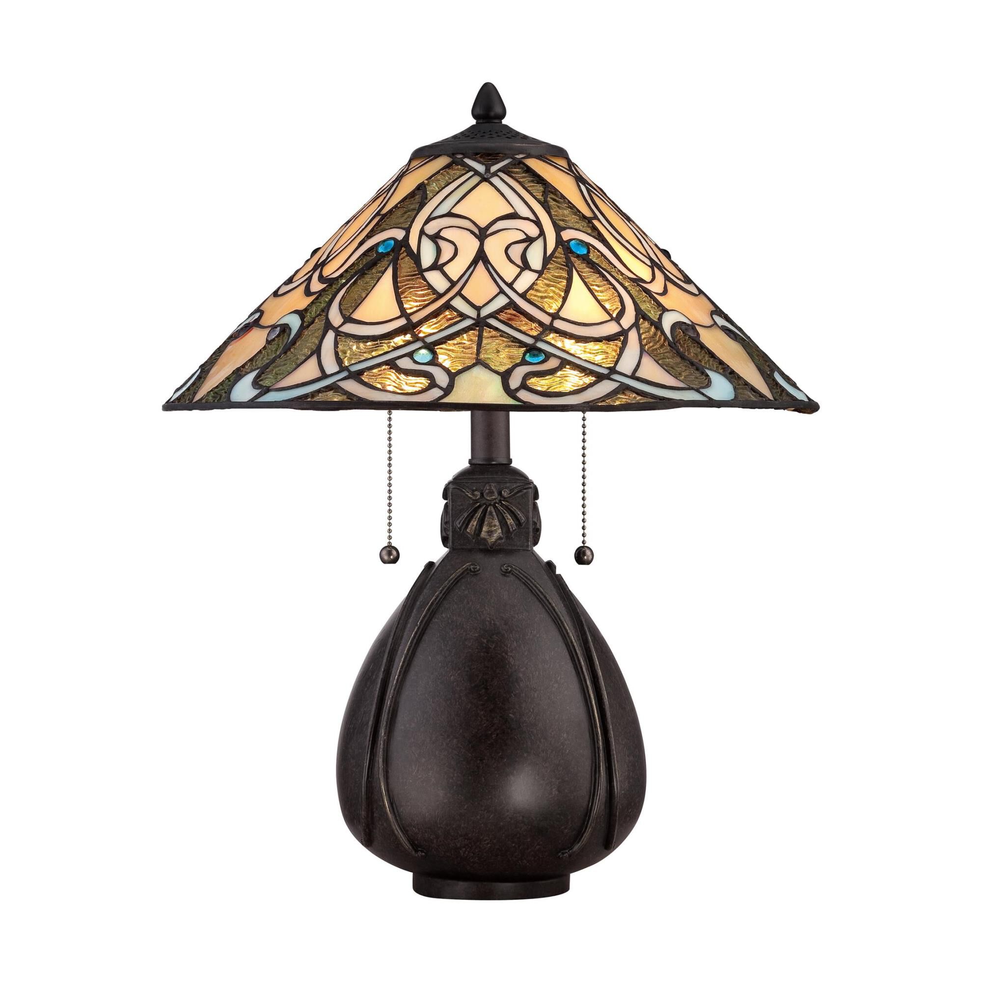 Shown in Imperial Bronze finish and Tiffany glass