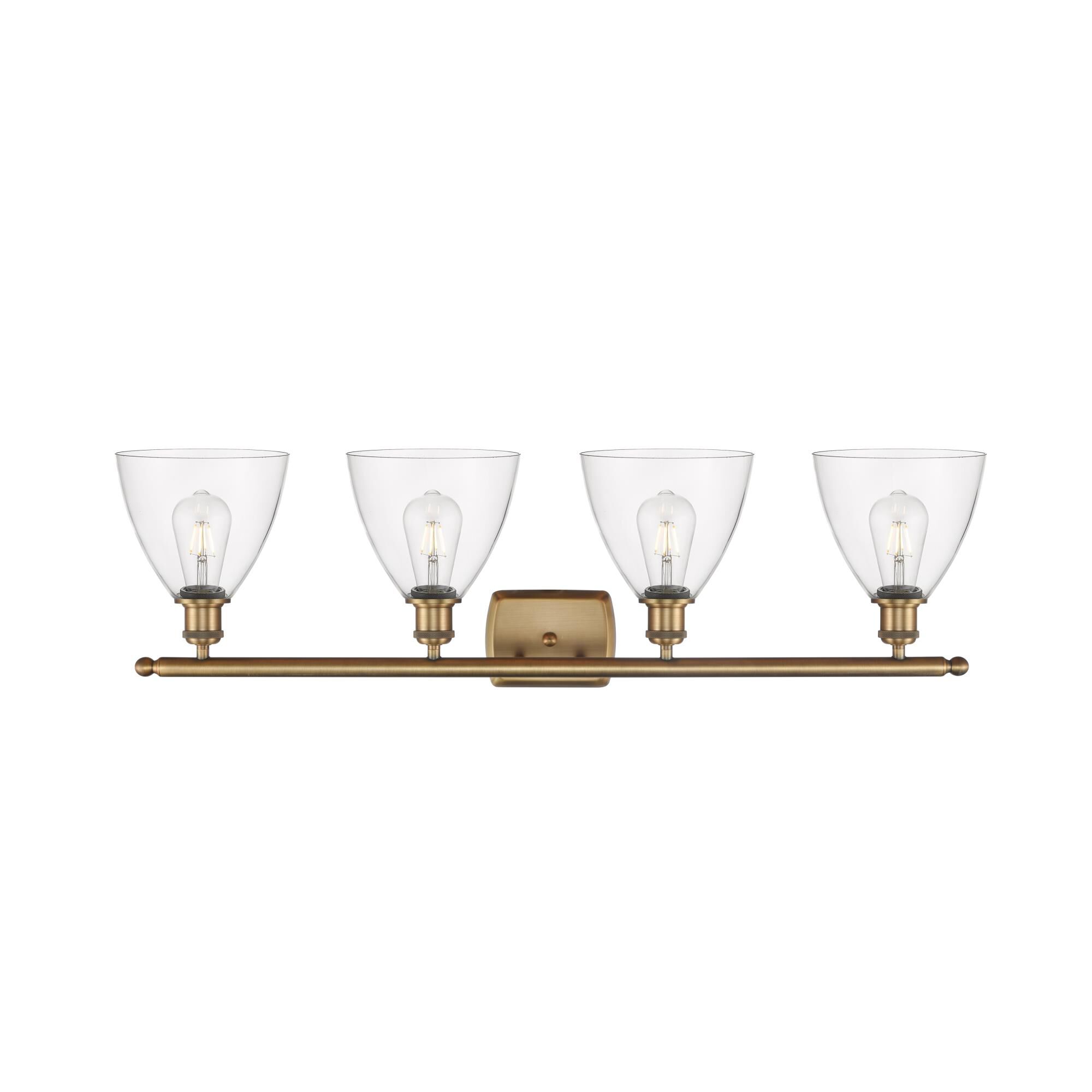 Shown in Brushed Brass finish and Clear Ballston Dome glass and No Shade shade