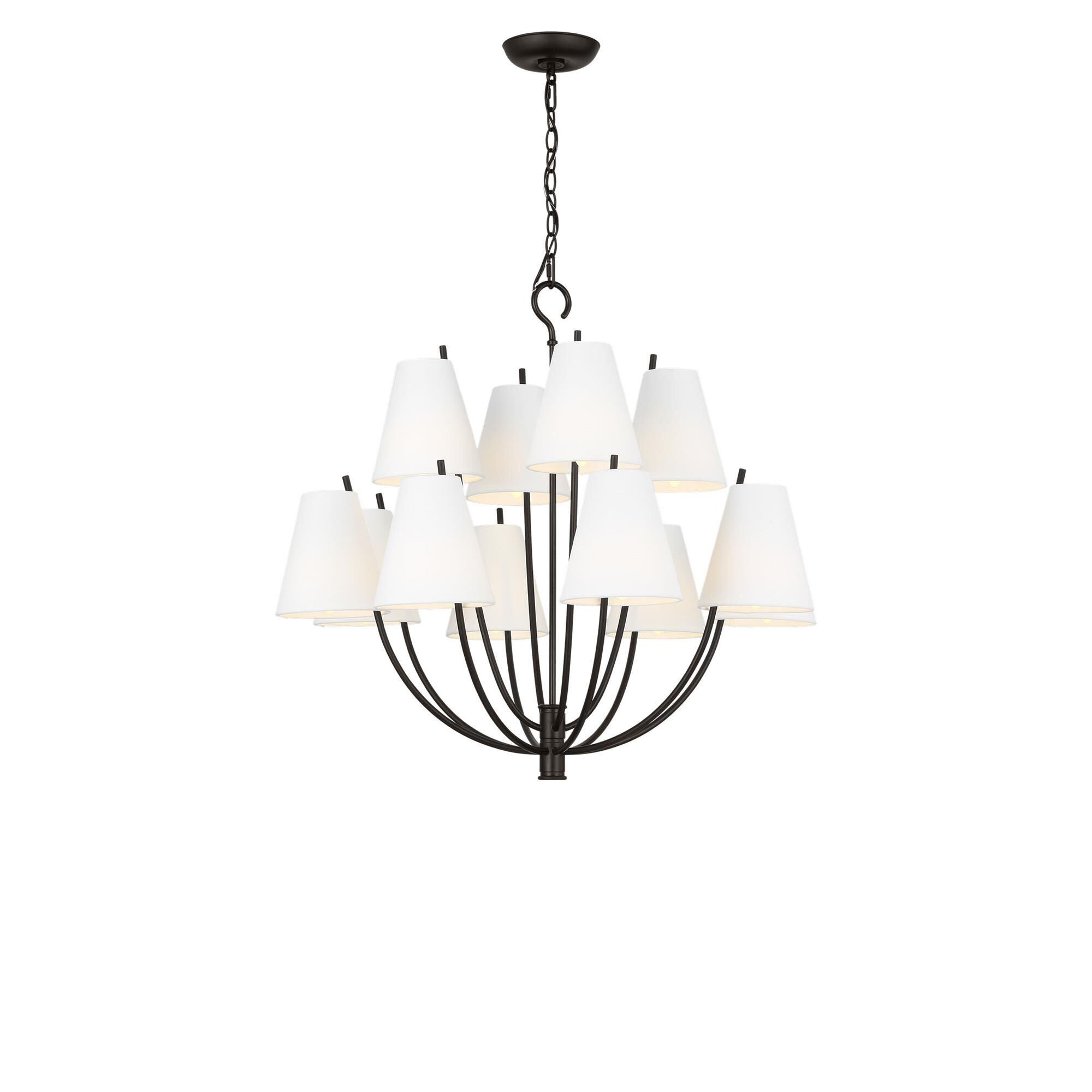 Shown in Aged Iron finish and White Linen Fabric shade