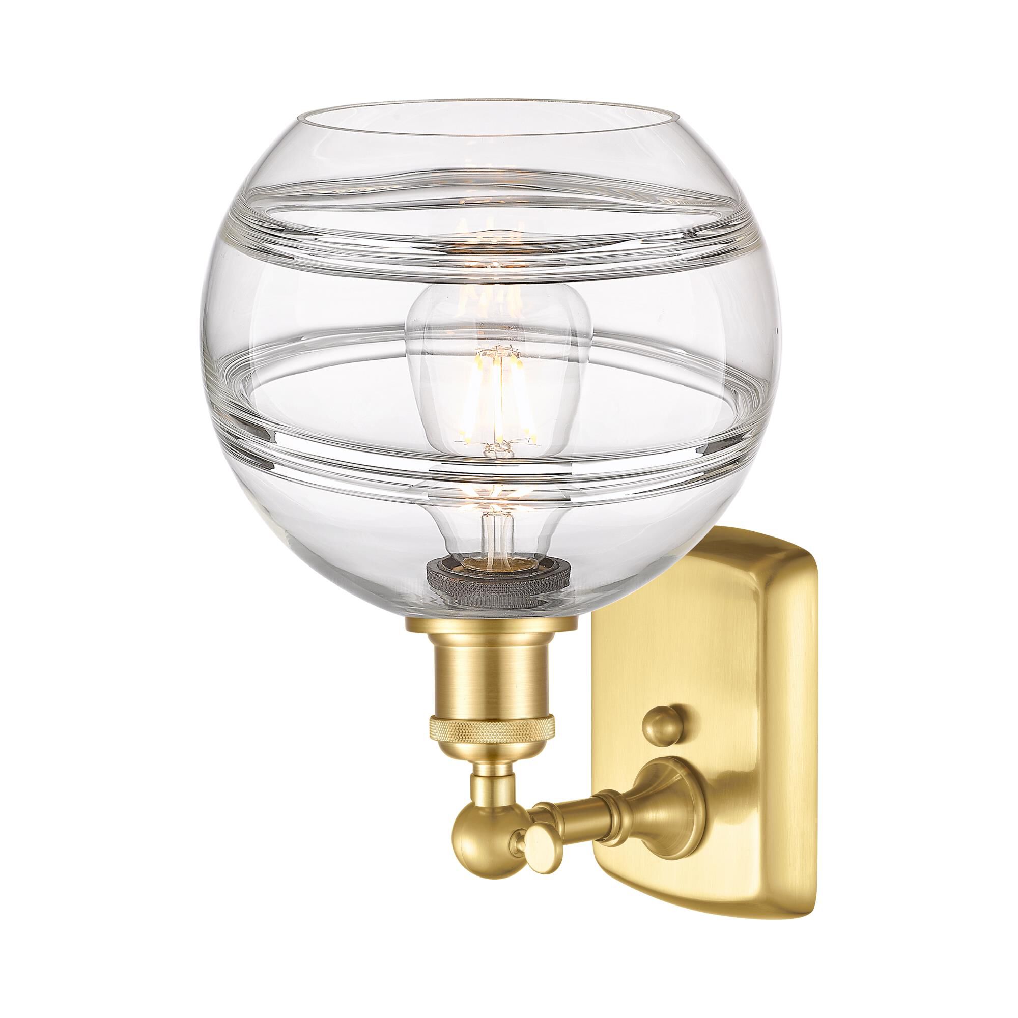 Shown in Satin Gold finish and Clear glass