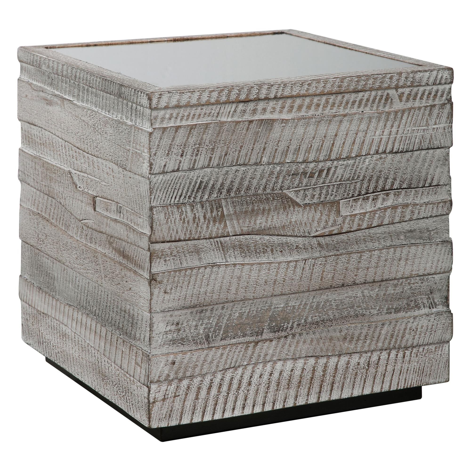 Shown in This Casual Rustic Side Table Features A Pieced Fir Wood Construction With Natural Distress And Chat finish