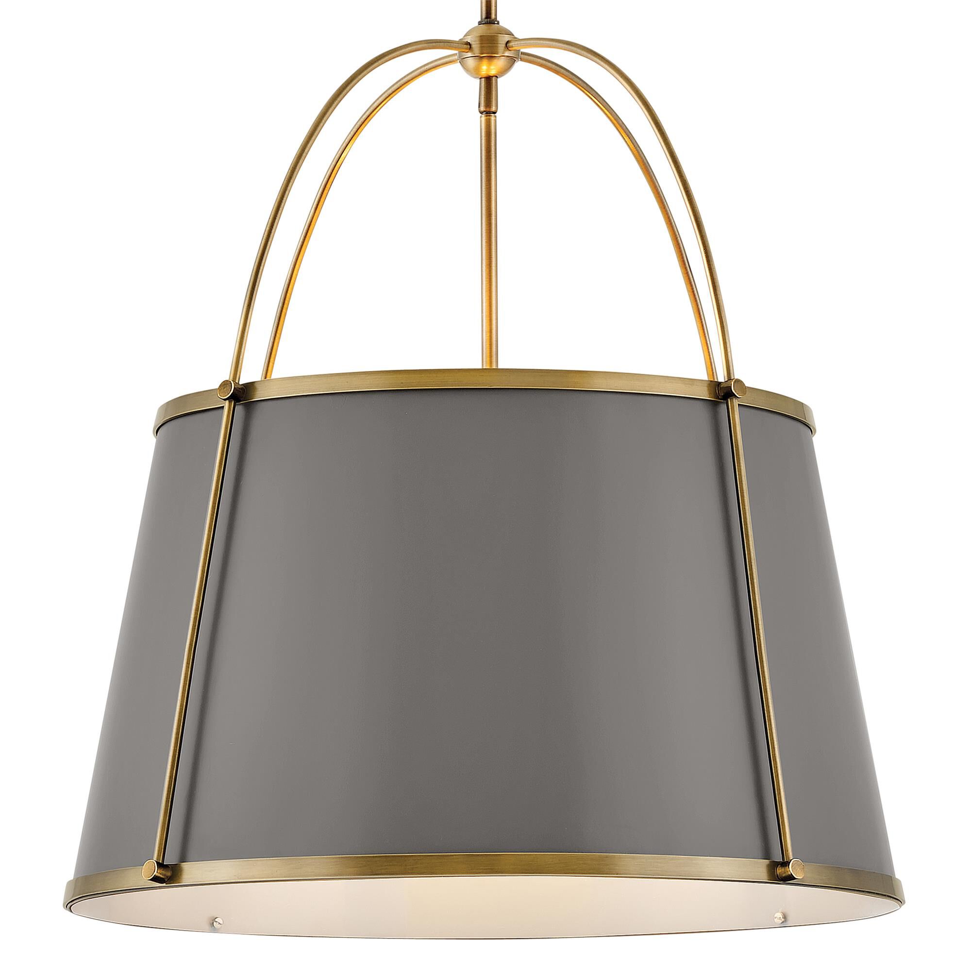 Shown in Lacquered Dark Brass finish and Metal shade