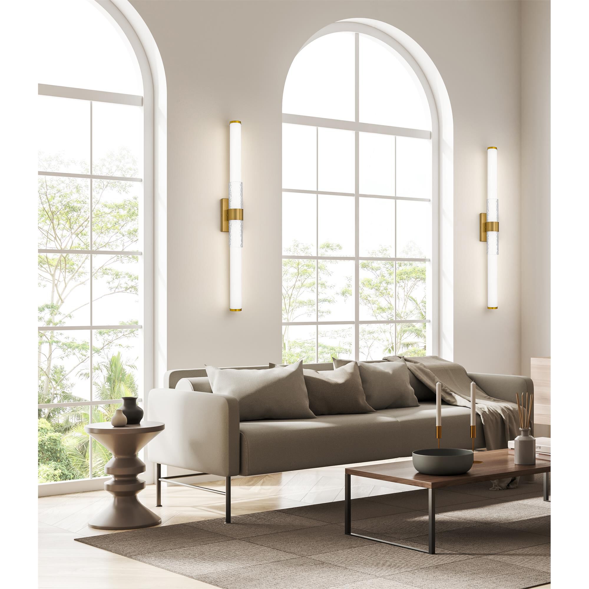Shown in Modern Gold finish and Matte Opal glass and Matte Opal shade