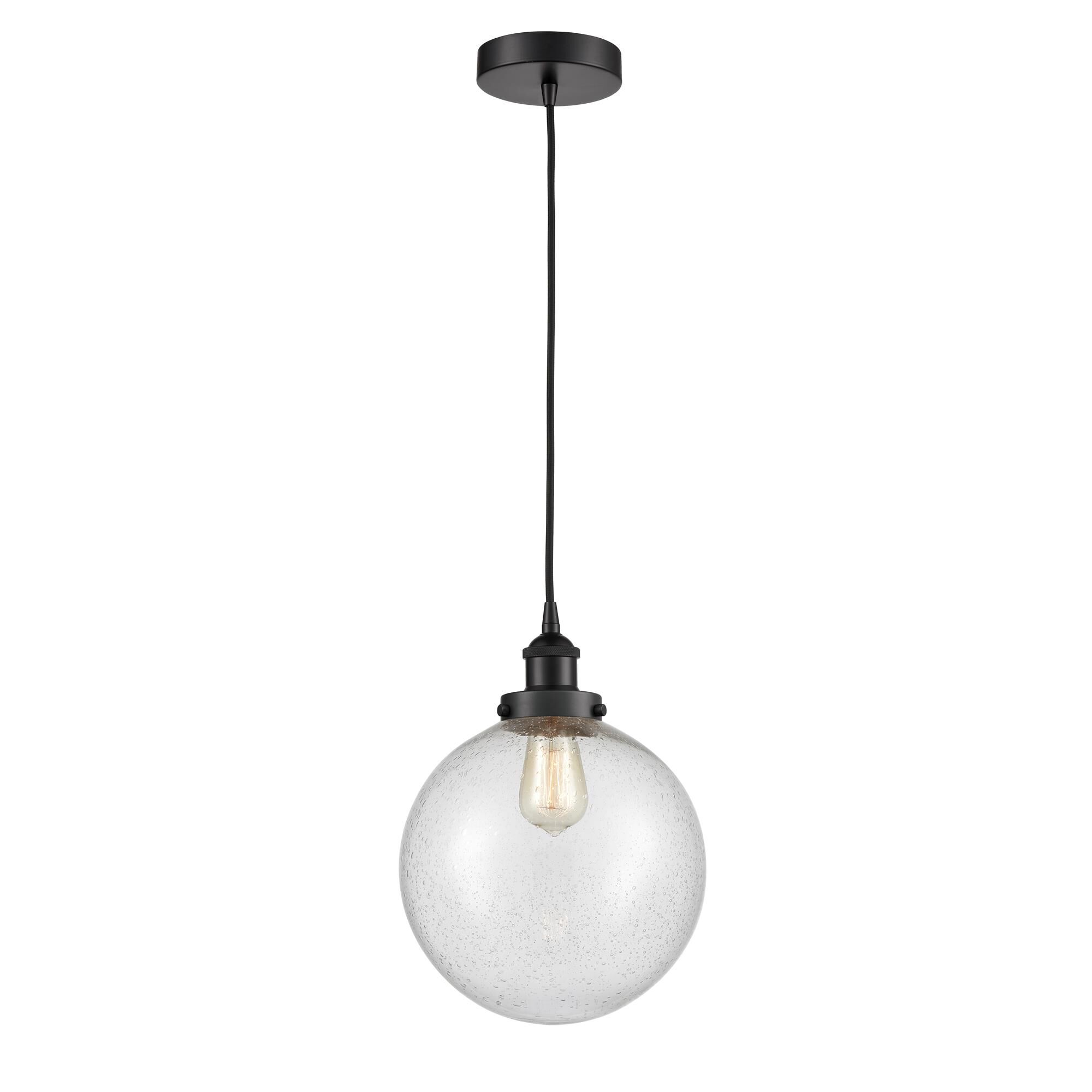 Shown in Matte Black finish and Seedy Beacon glass
