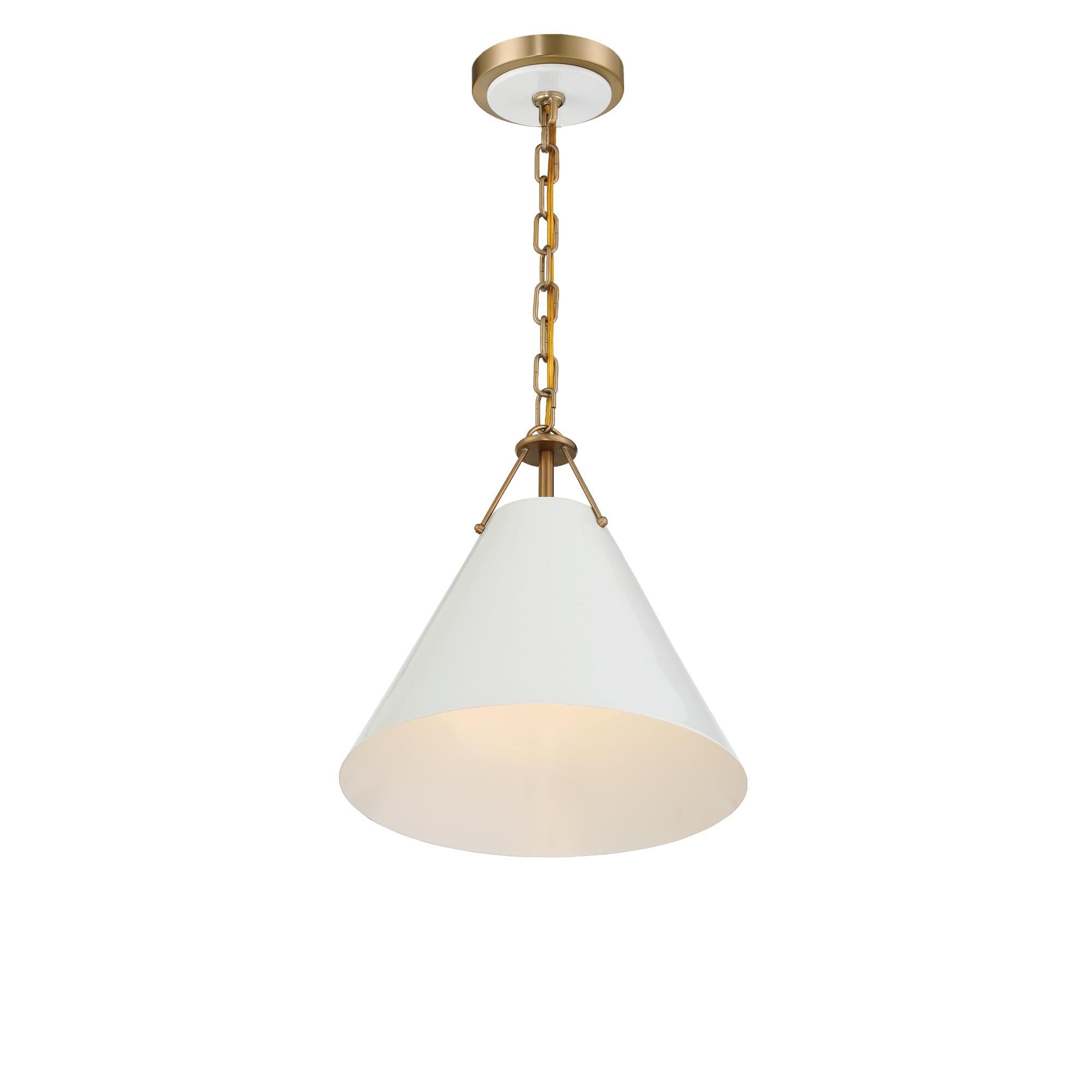 Shown in Vibrant Gold finish and Steel glass and White shade