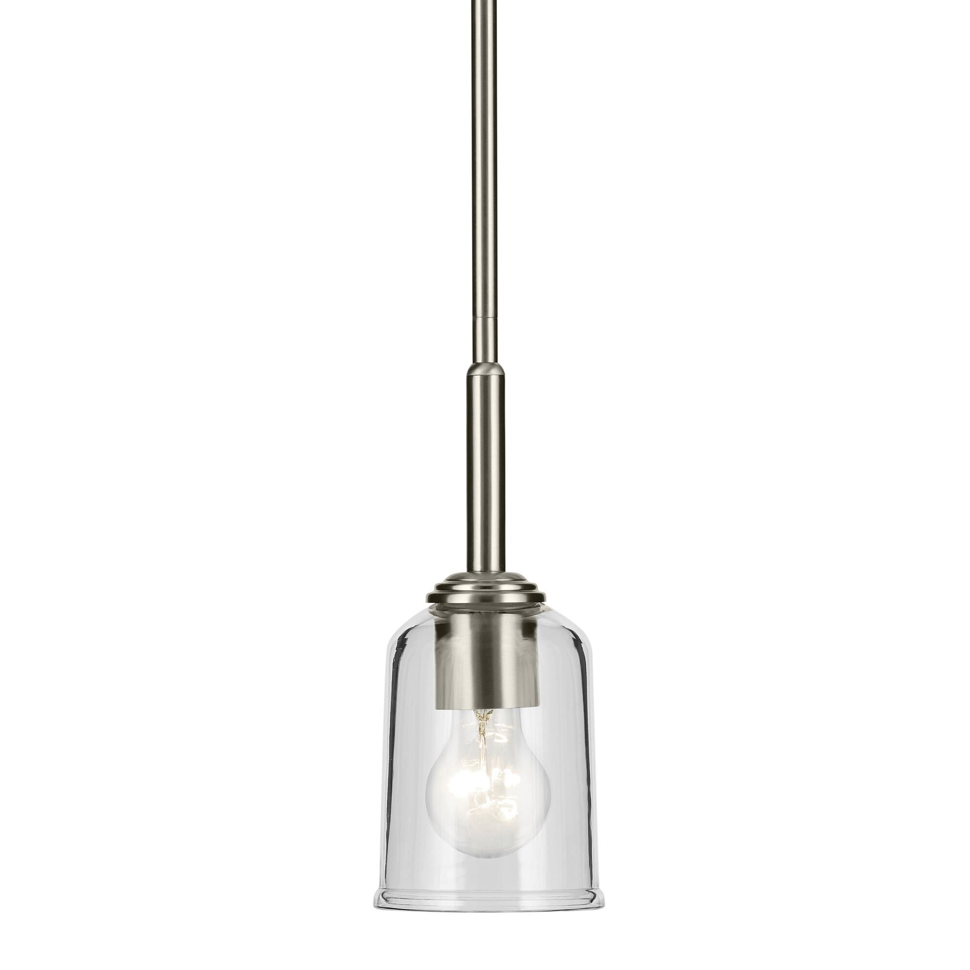 Shown in Brushed Nickel finish and Clear glass