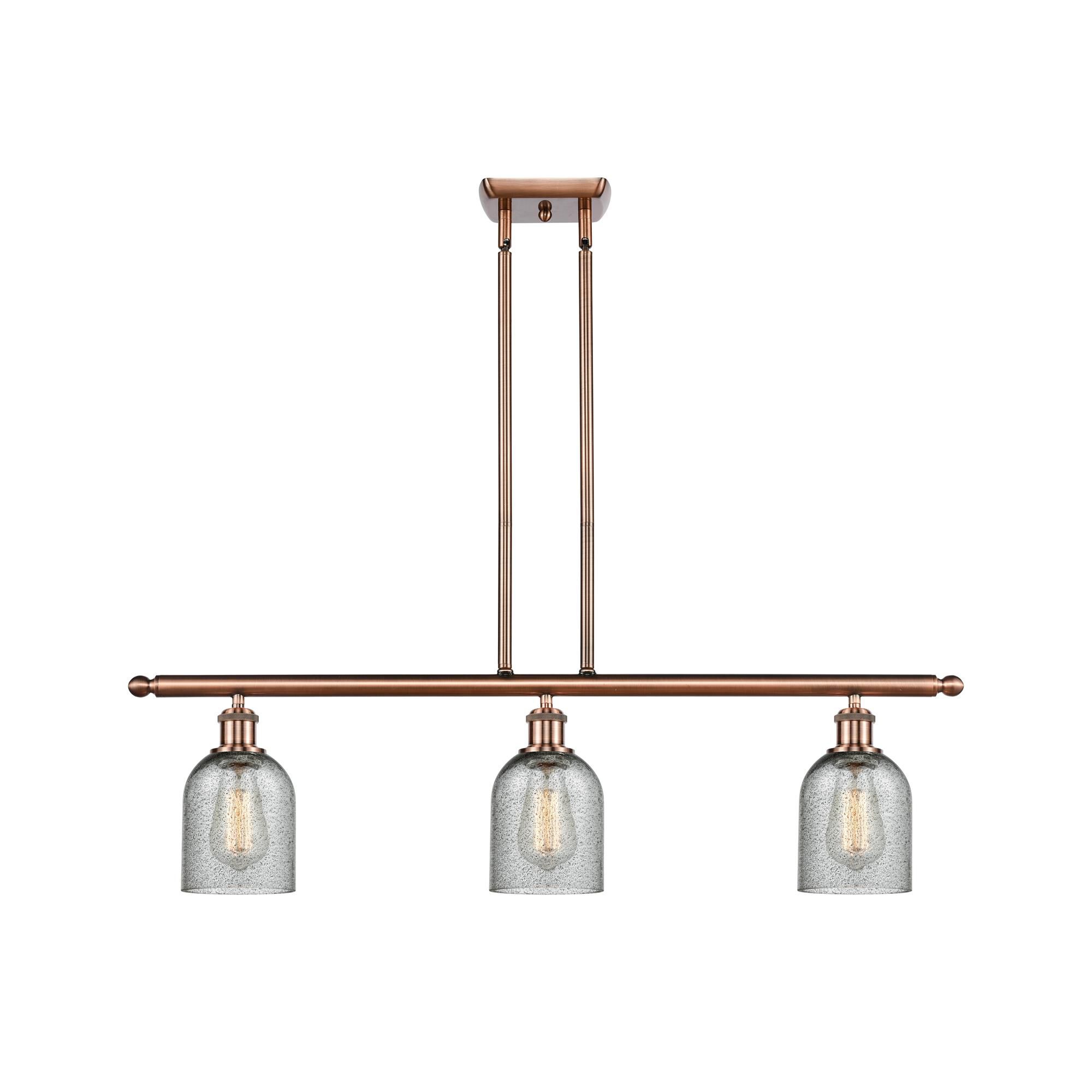 Shown in Antique Copper finish and Bell glass and Glass shade