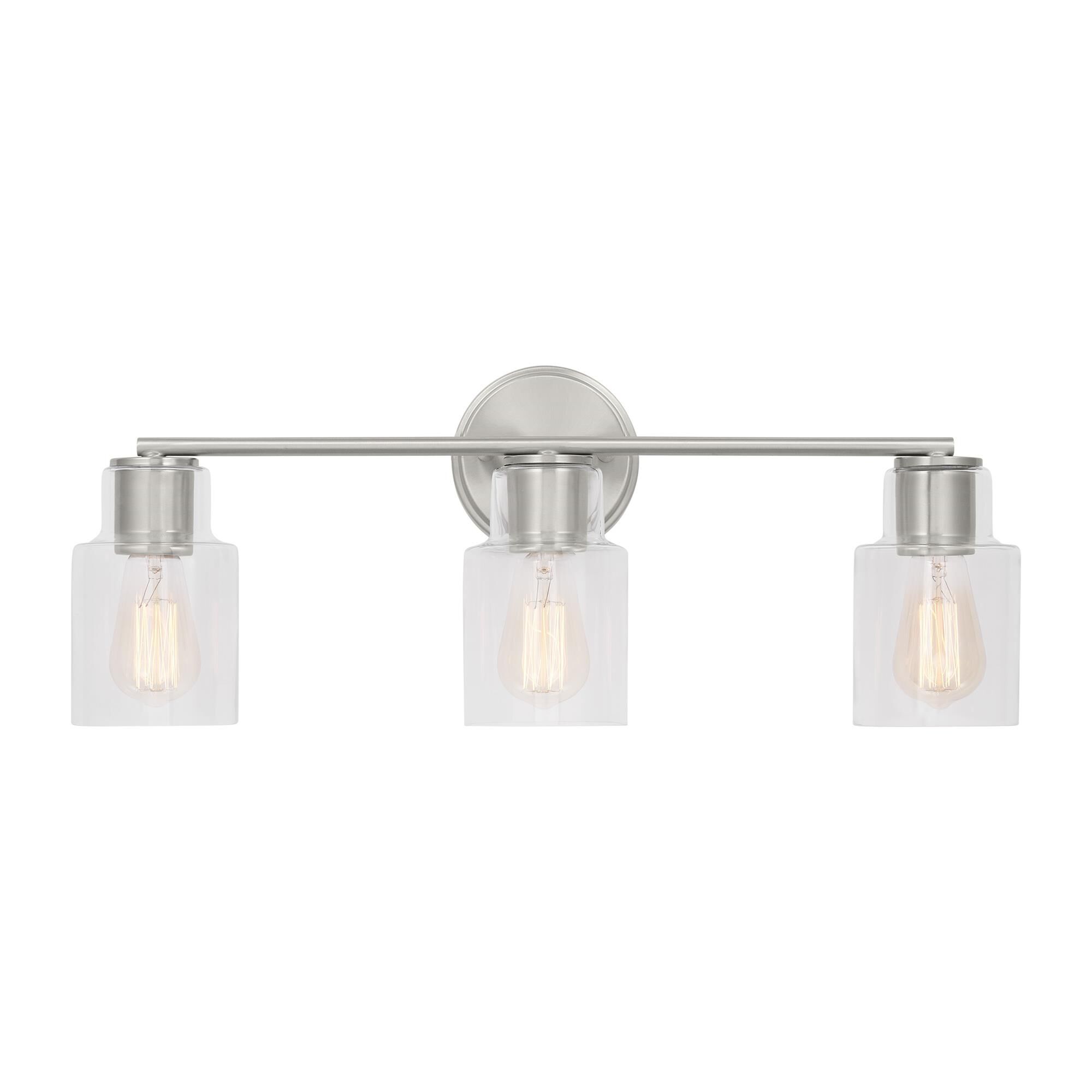 Shown in Brushed Steel finish and Clear Glass s shade