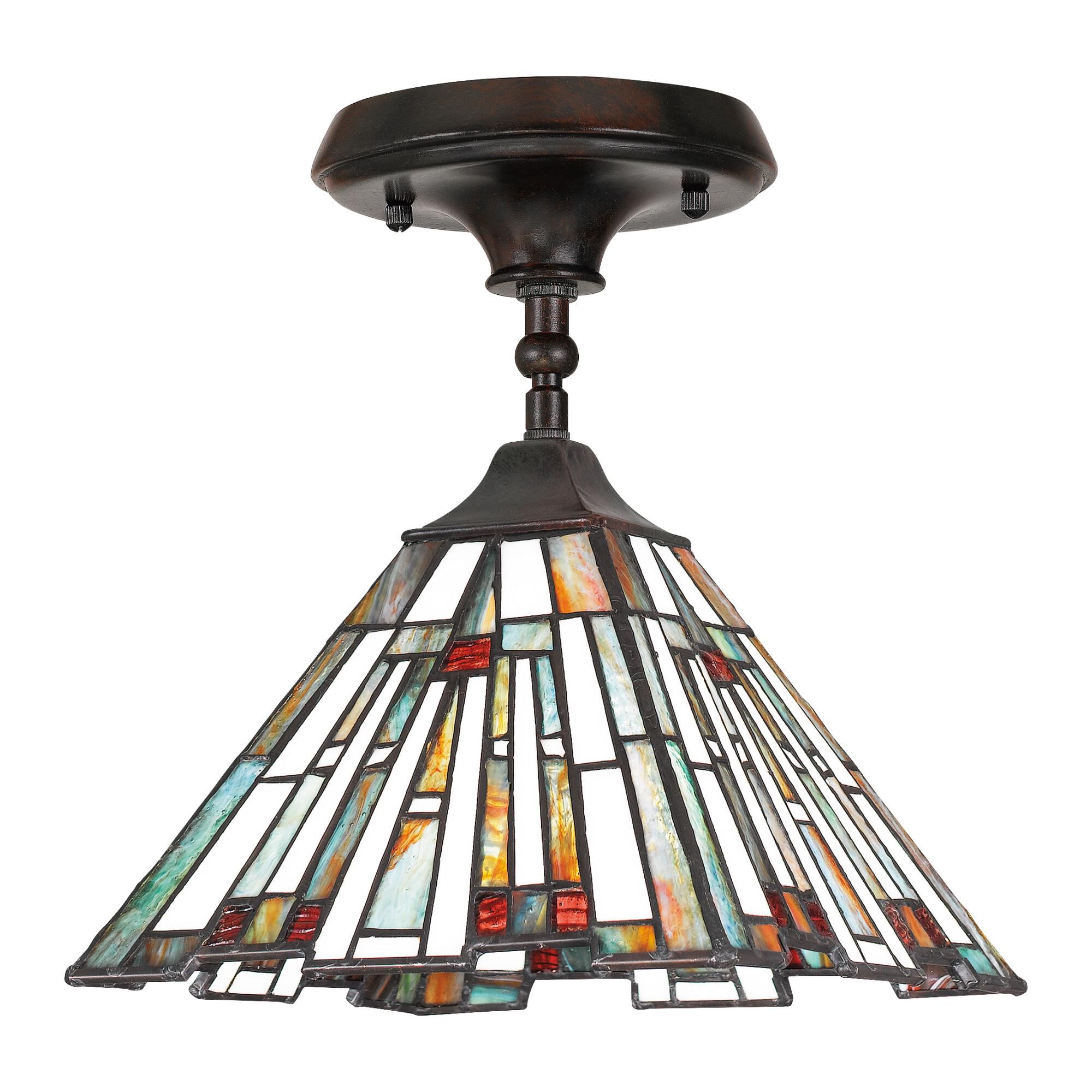 Shown in Valiant Bronze finish and Tiffany glass